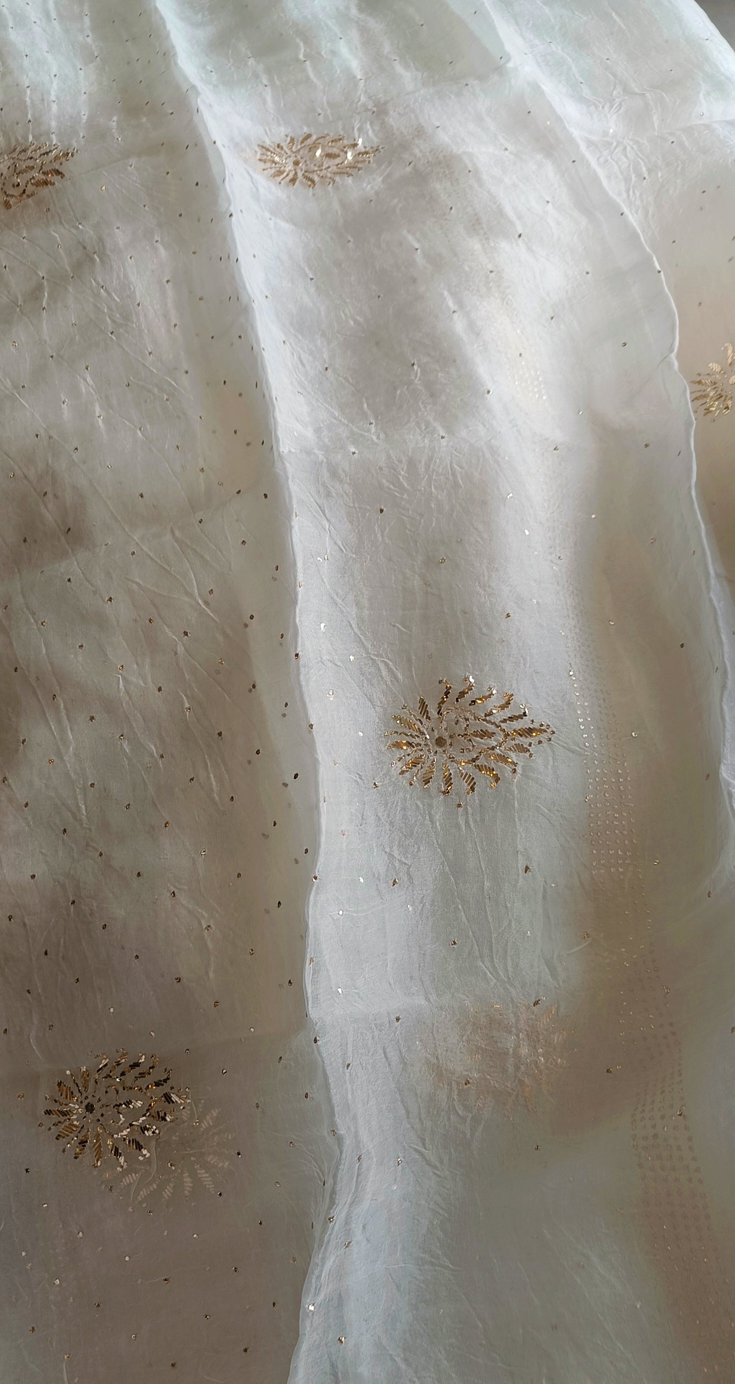 Ivory Pure Organza Allover Mukaish Kurta and Dupatta set