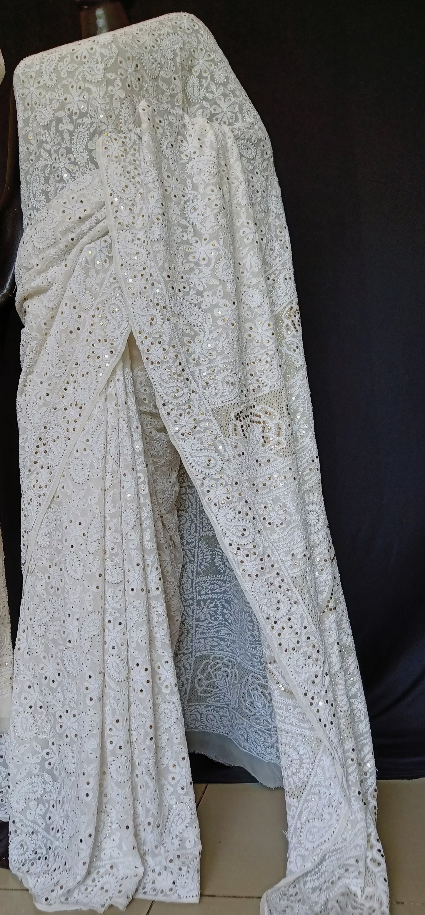 Ruhani Allover Heavy Chikankari and Mukaish Saree