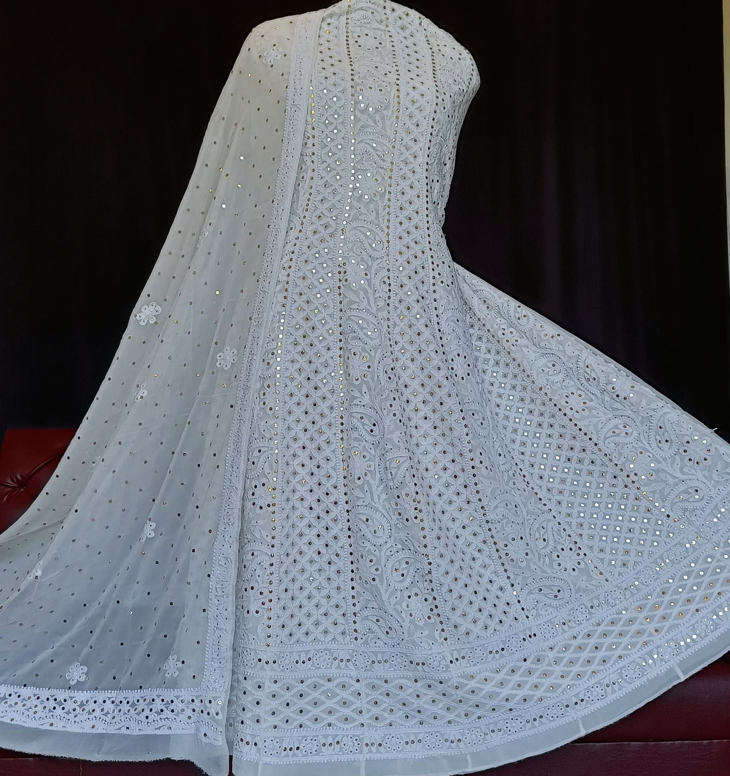 Ruhani Allover Chikankari and Heavy Mukaish Anarkali with Dupatta