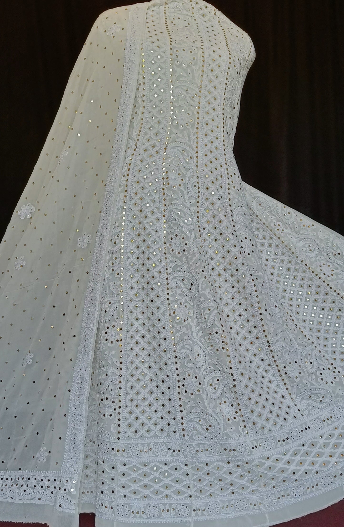 Ruhani Allover Chikankari and Heavy Mukaish Anarkali with Dupatta