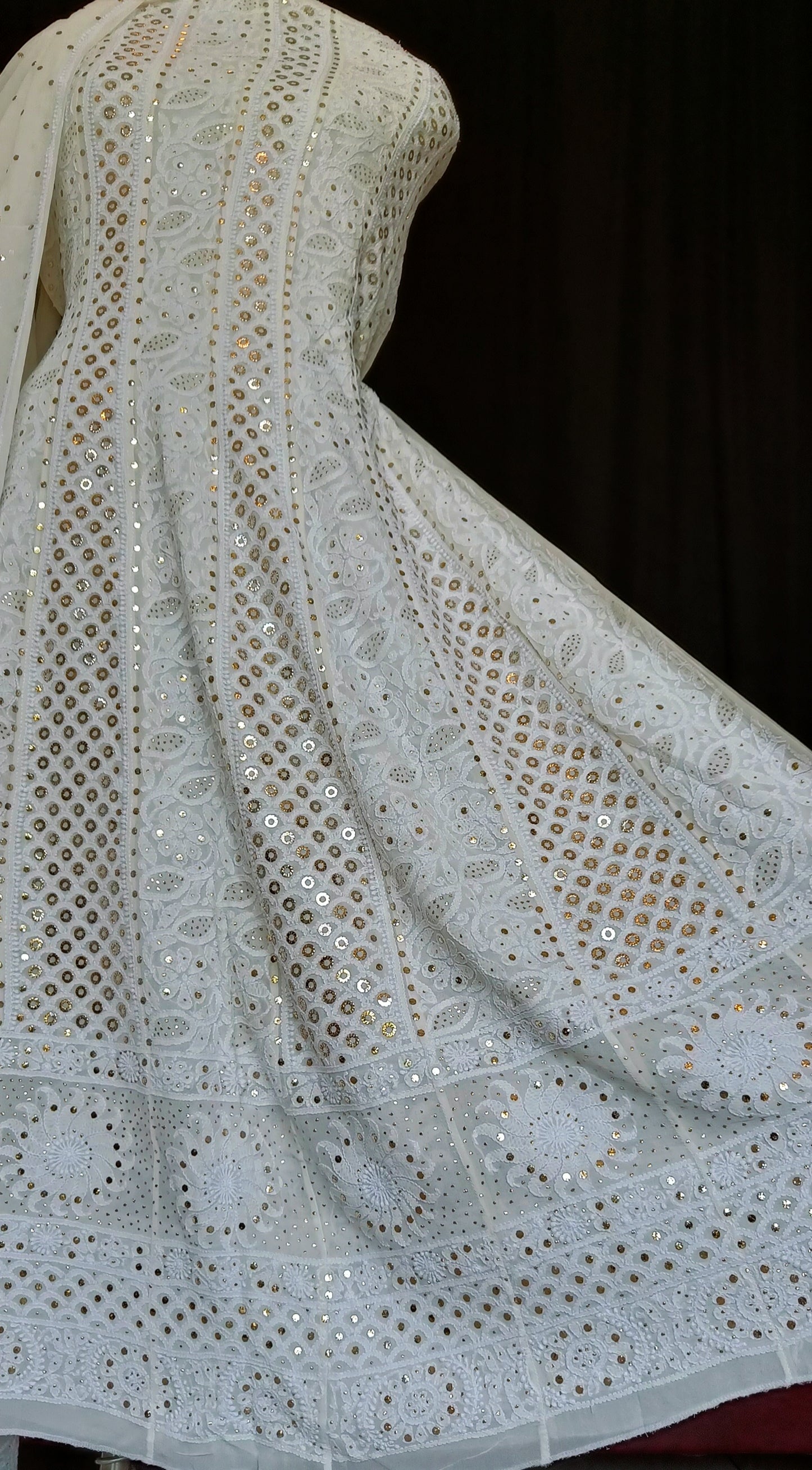 Ruhani Allover Chikankari and Heavy Ring Mukaish Anarkali with Dupatta