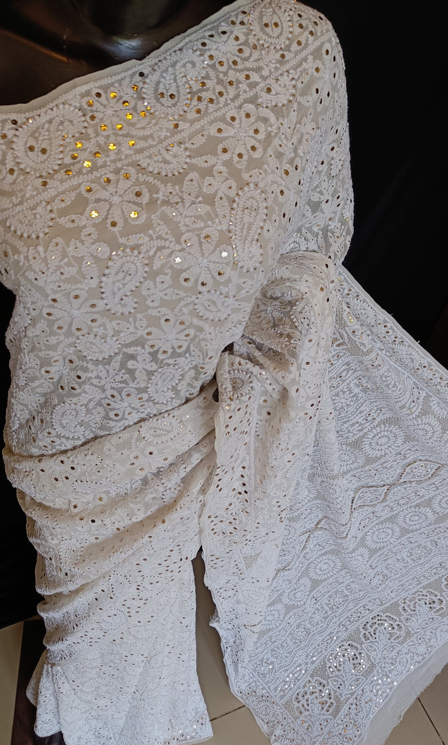 Ruhani Allover Heavy Chikankari and Mukaish Saree