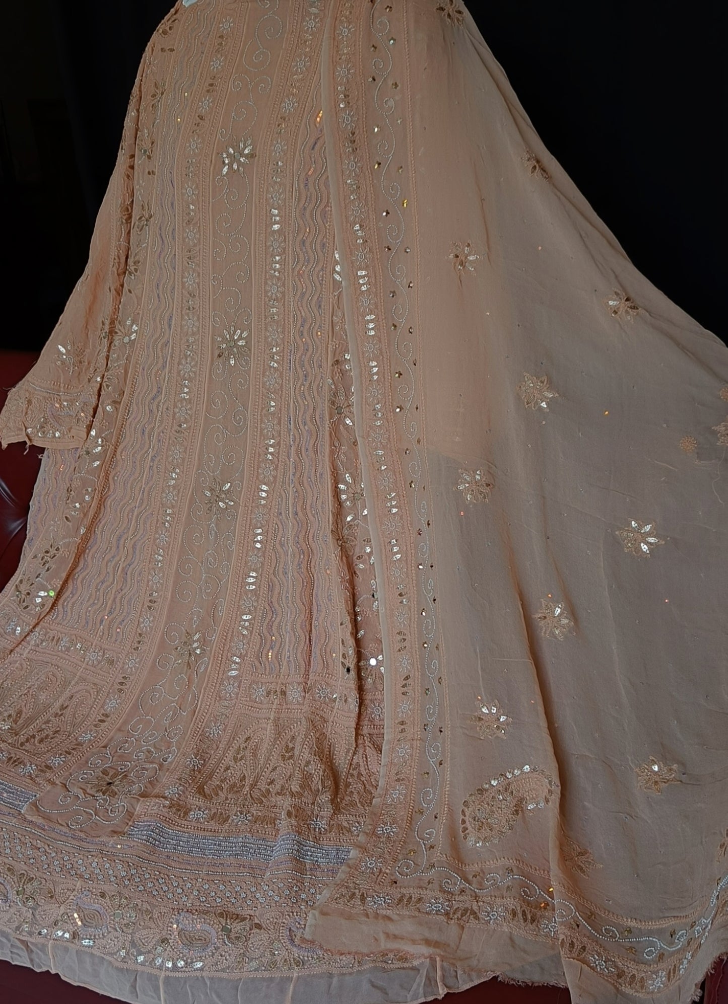 Cinammon Brown Chikankari Pearl Gota Anarkali with Dupatta