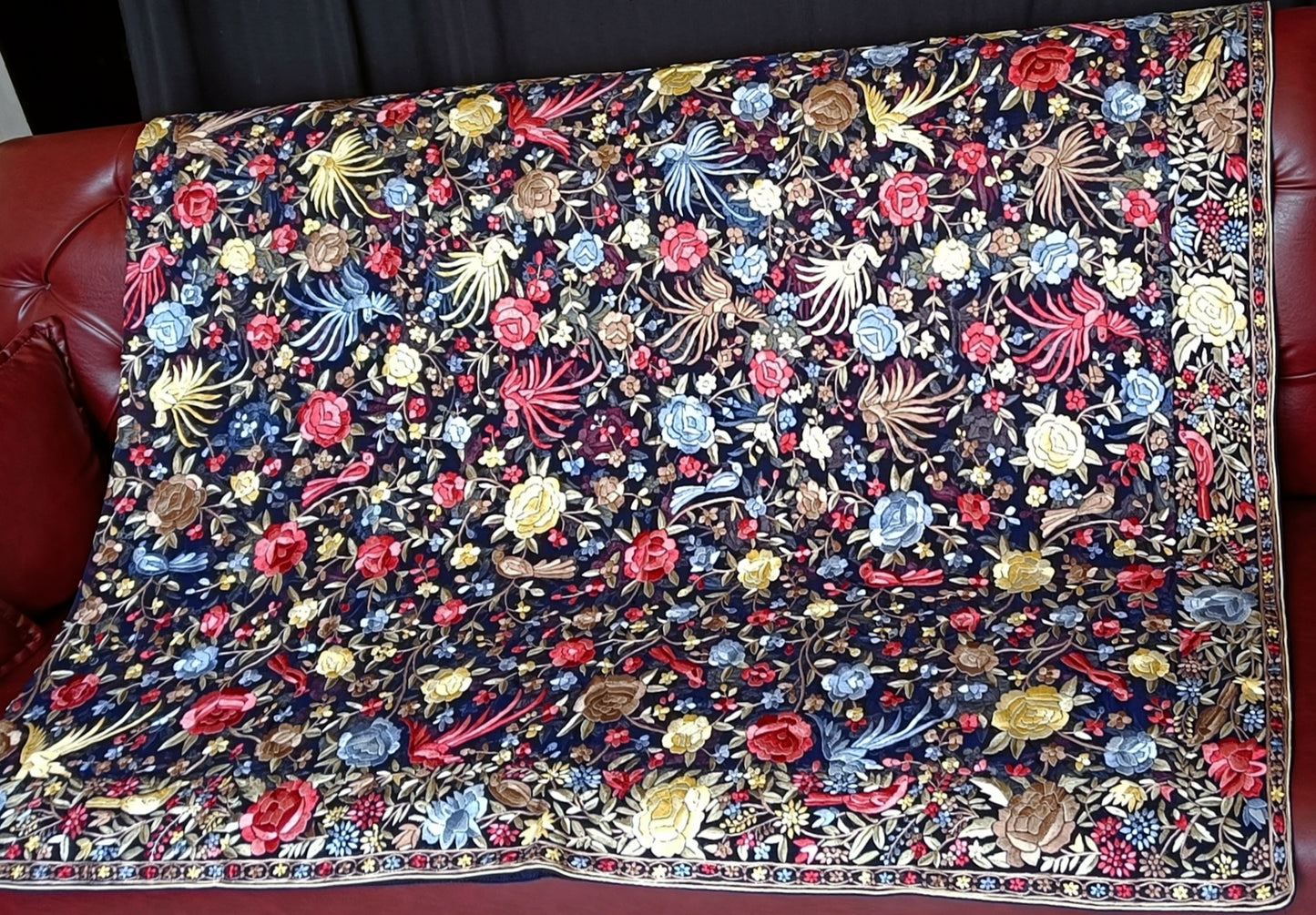 Blue Multicolored Masterpiece Parsi Gara Dupatta