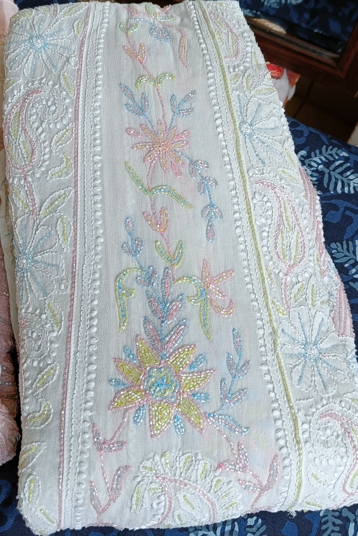 Mint Green Chikankari and Cut Dana Embroidered Anarkali with Dupatta