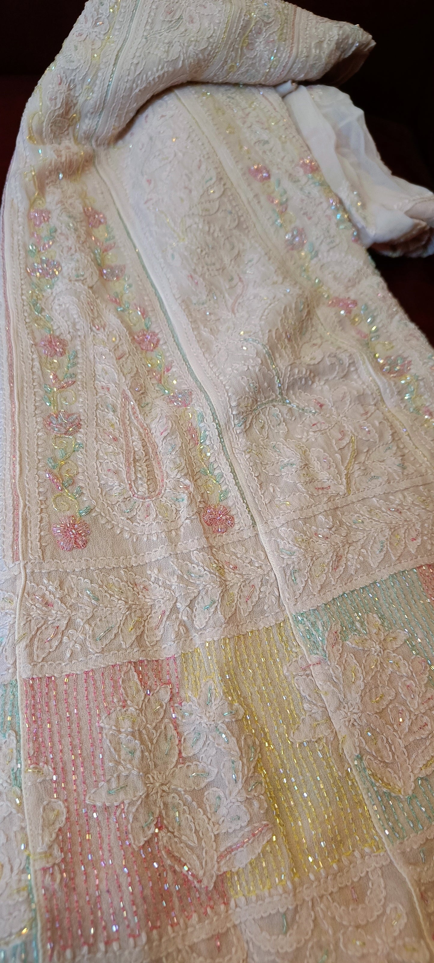 Nude Pink Chikankari and Cut Dana Embroidered Anarkali with Dupatta