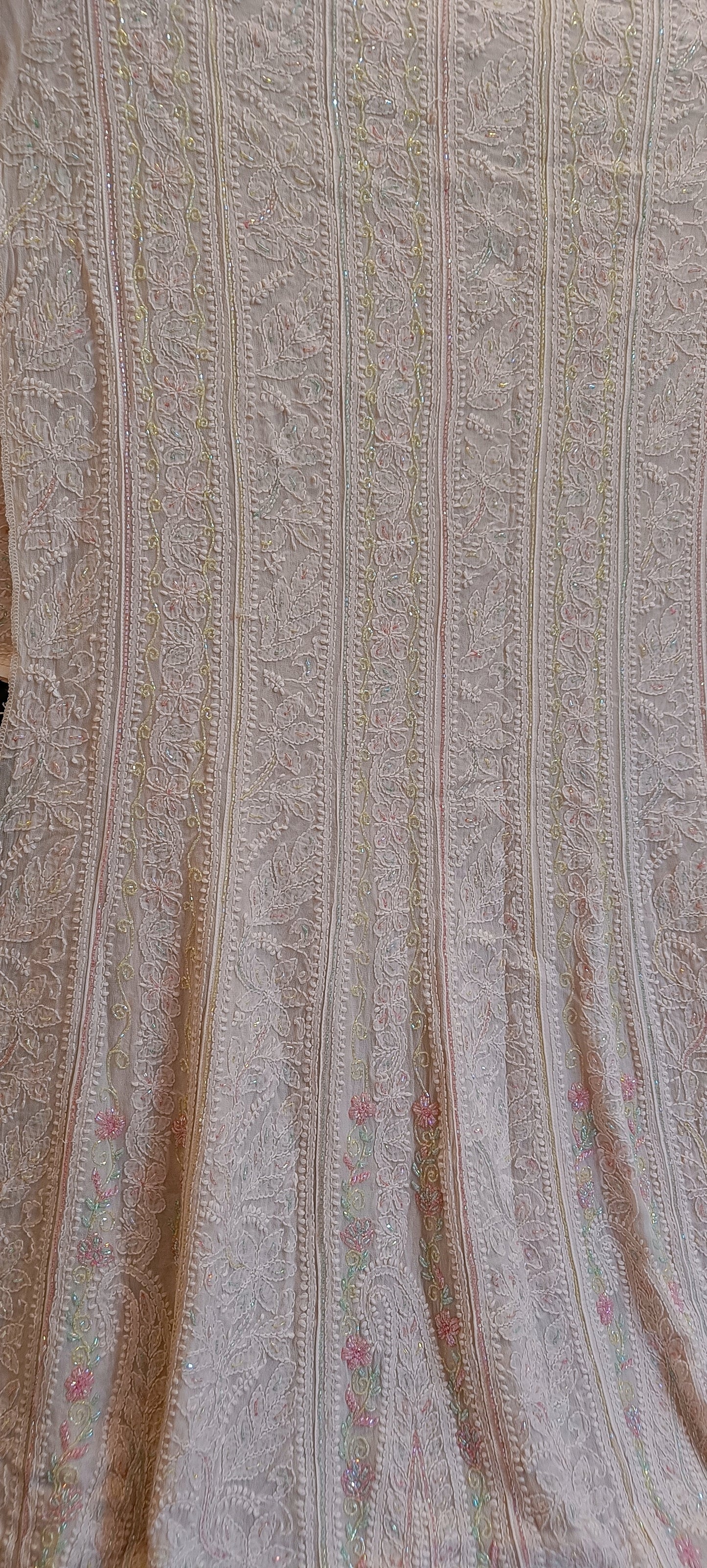 Nude Pink Chikankari and Cut Dana Embroidered Anarkali with Dupatta
