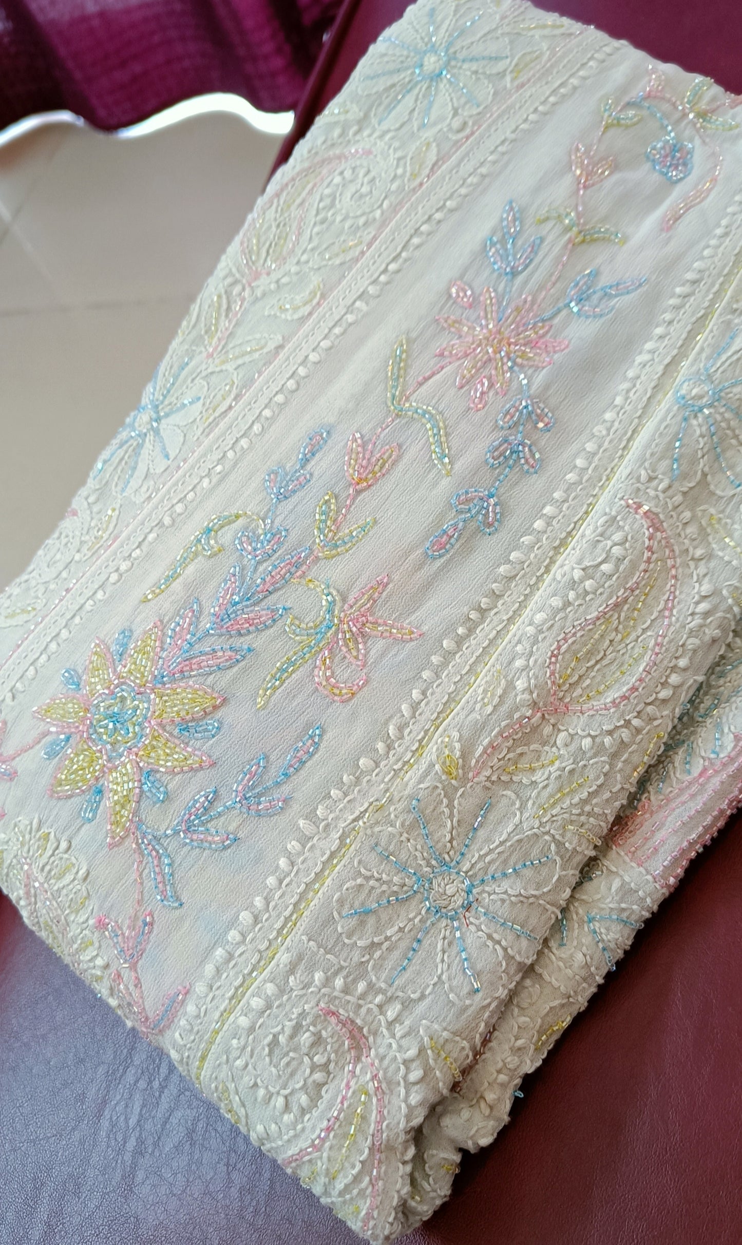 Mint Green Chikankari and Cut Dana Embroidered Anarkali with Dupatta