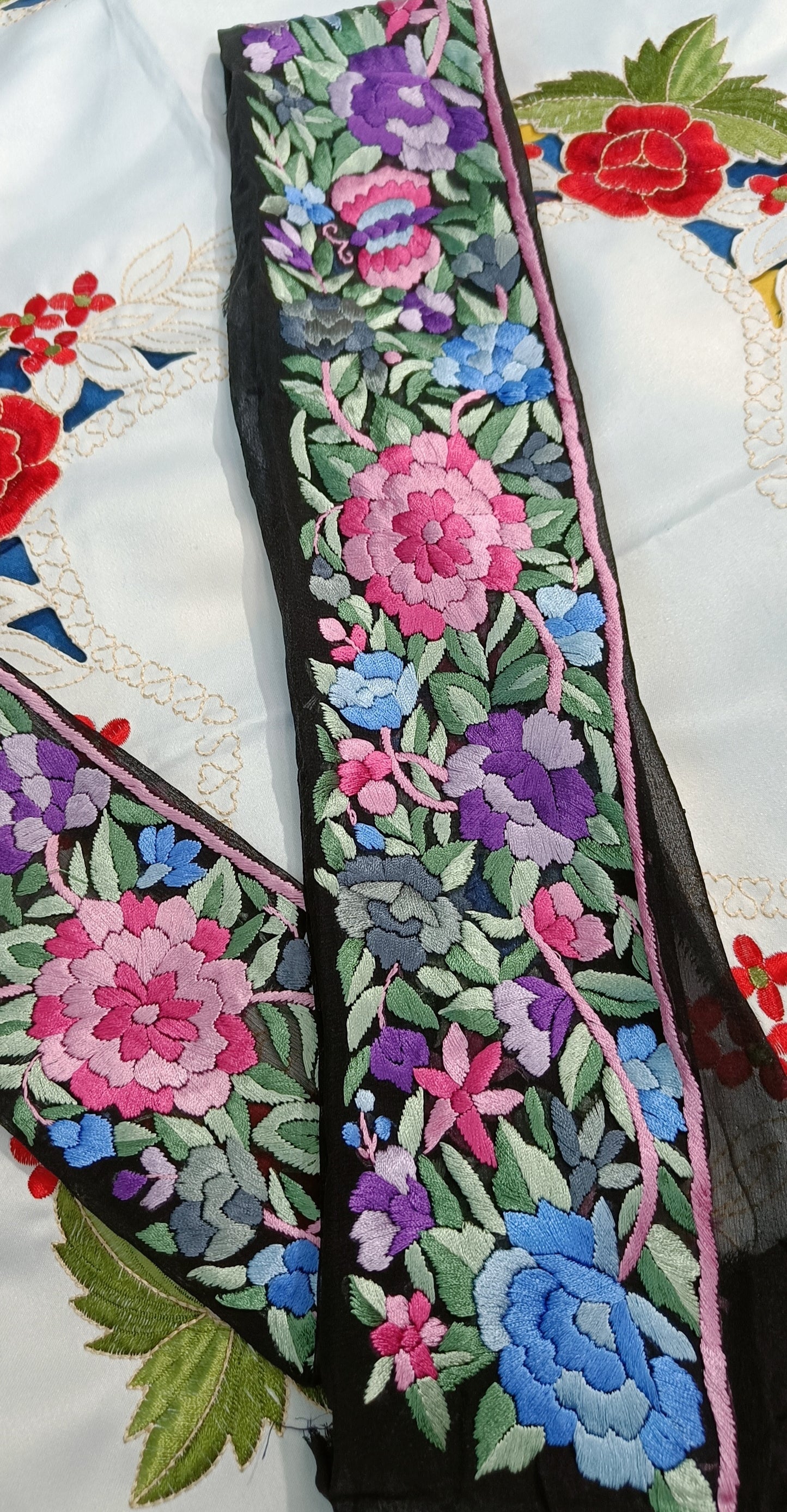Black hand embroidered parsi gara border
