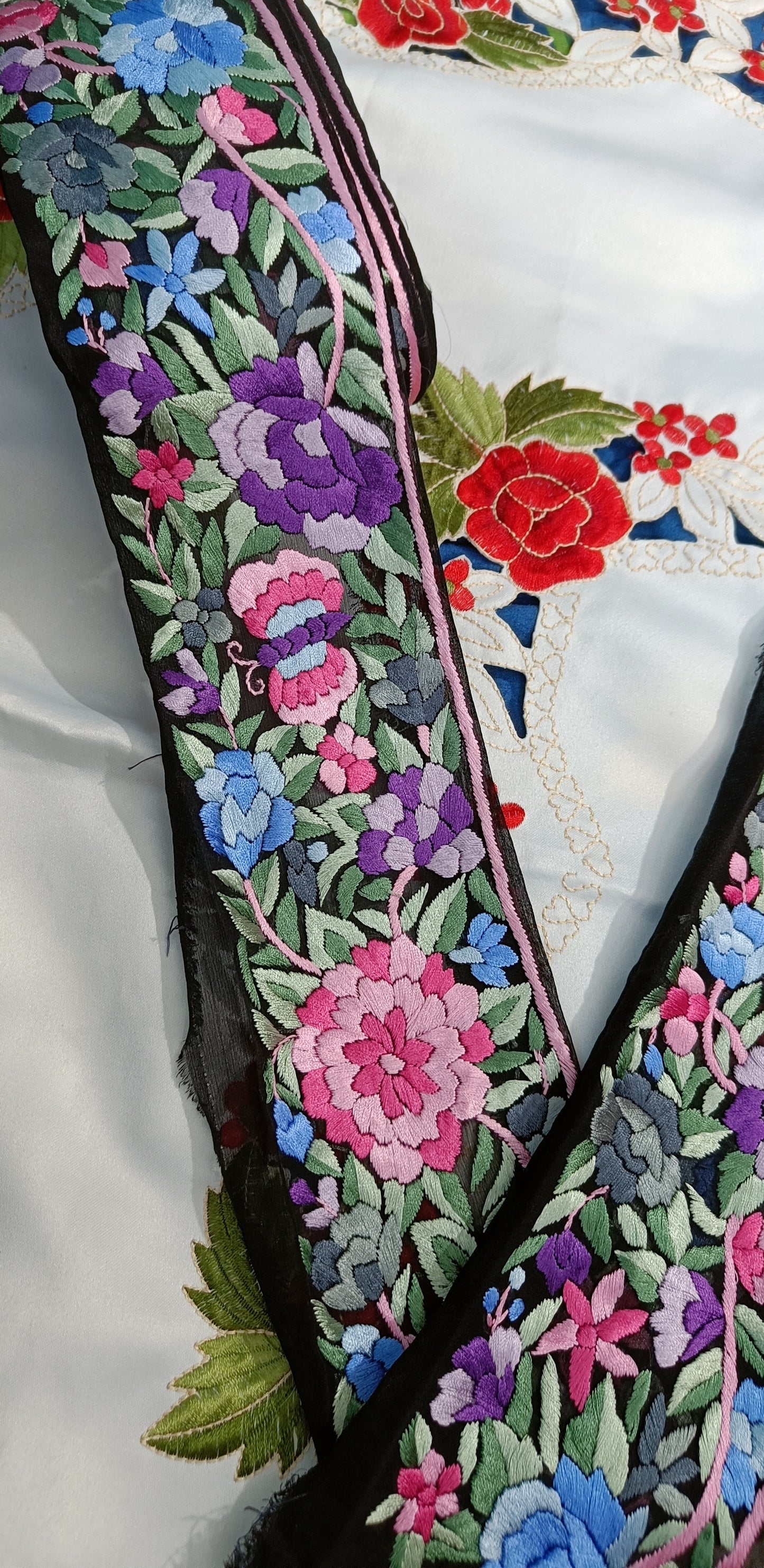 Black hand embroidered parsi gara border