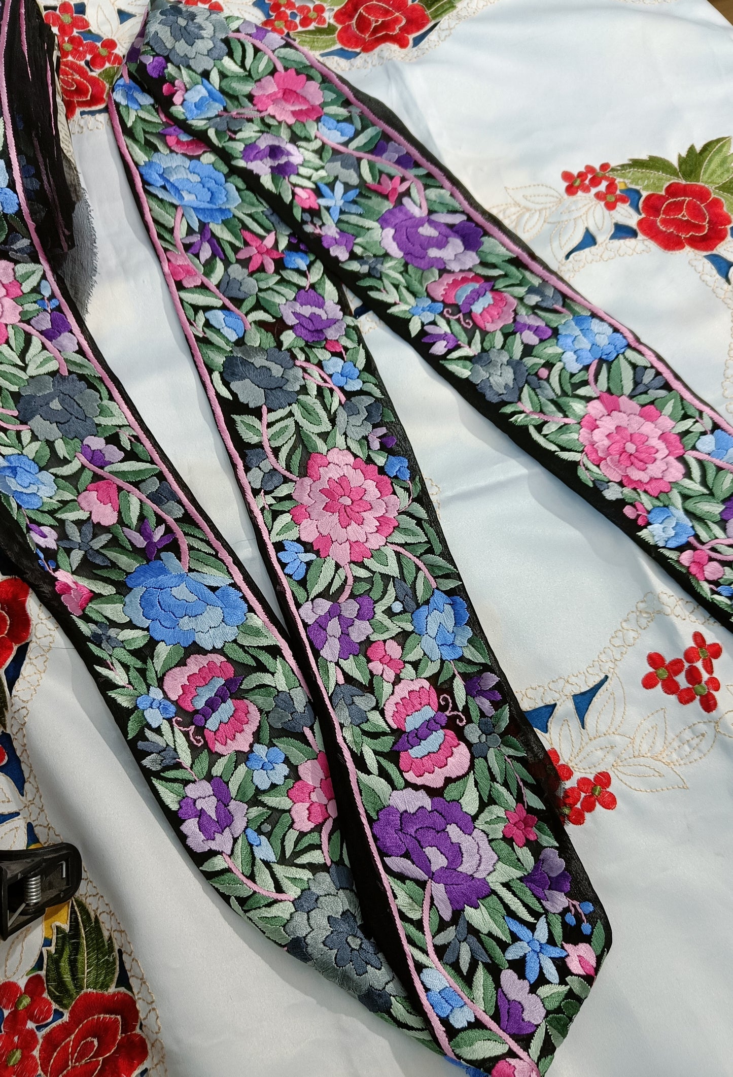 Black hand embroidered parsi gara border