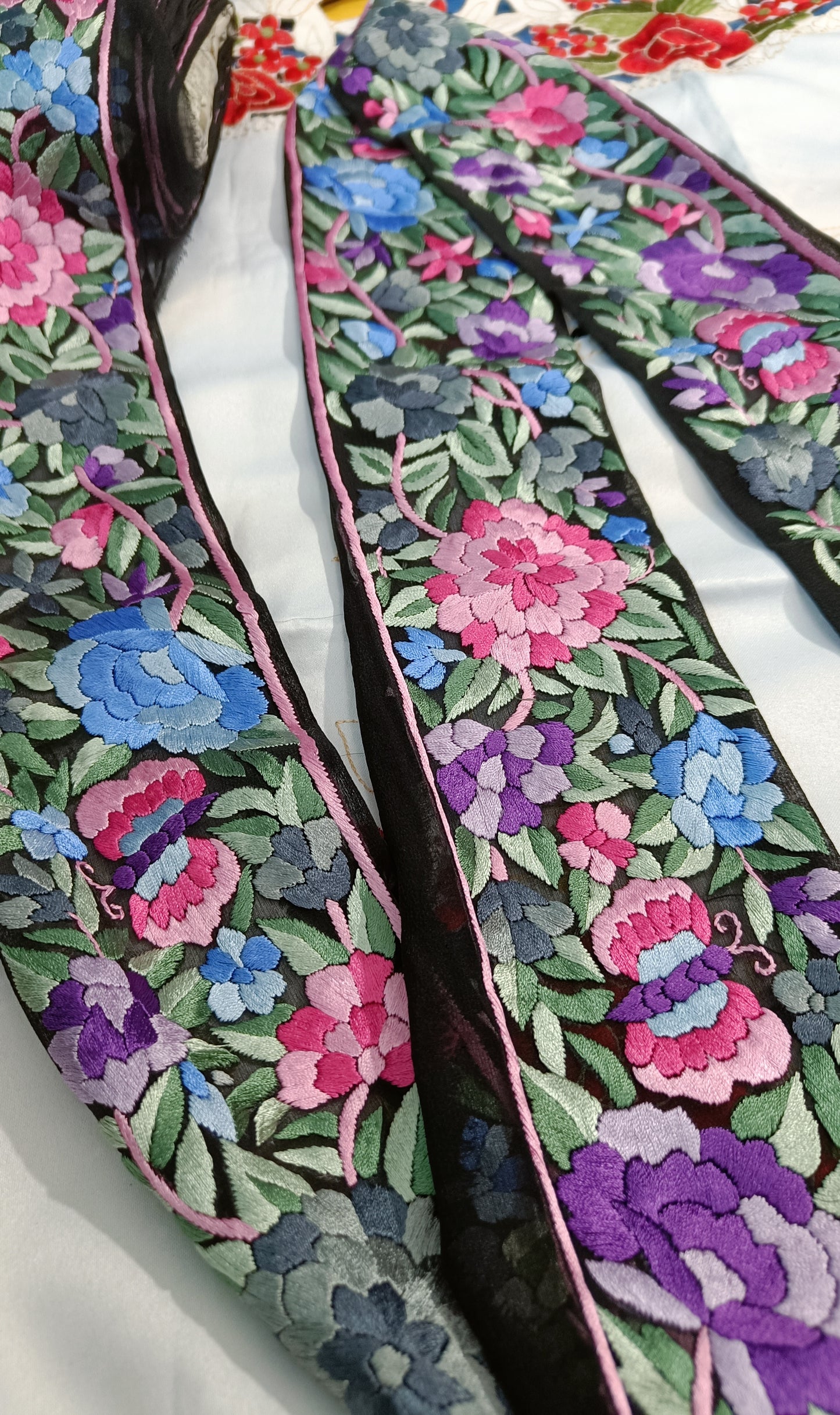 Black hand embroidered parsi gara border