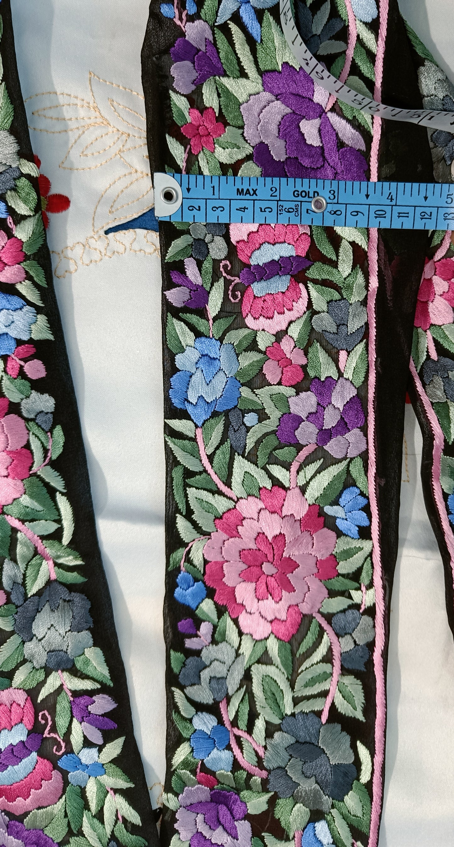 Black hand embroidered parsi gara border