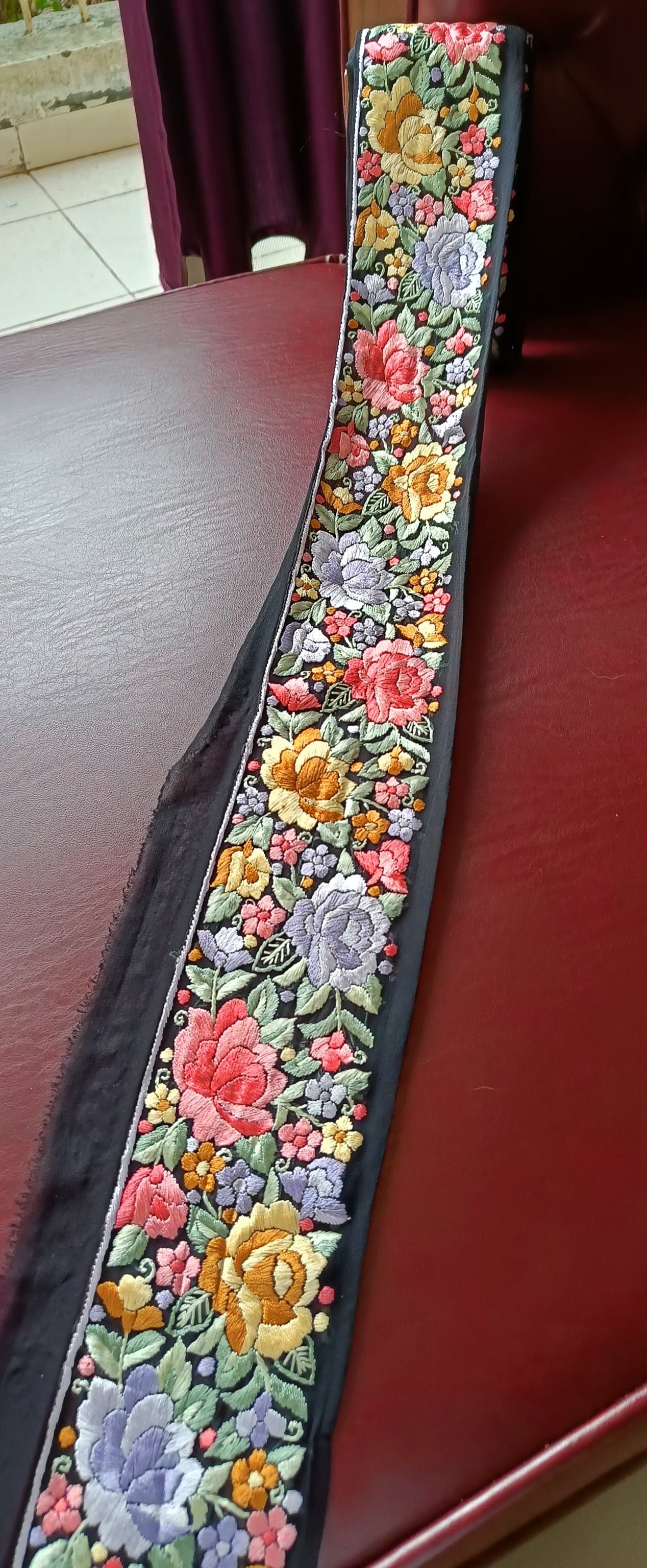 Black Hand Embroidered Parsi Gara Border