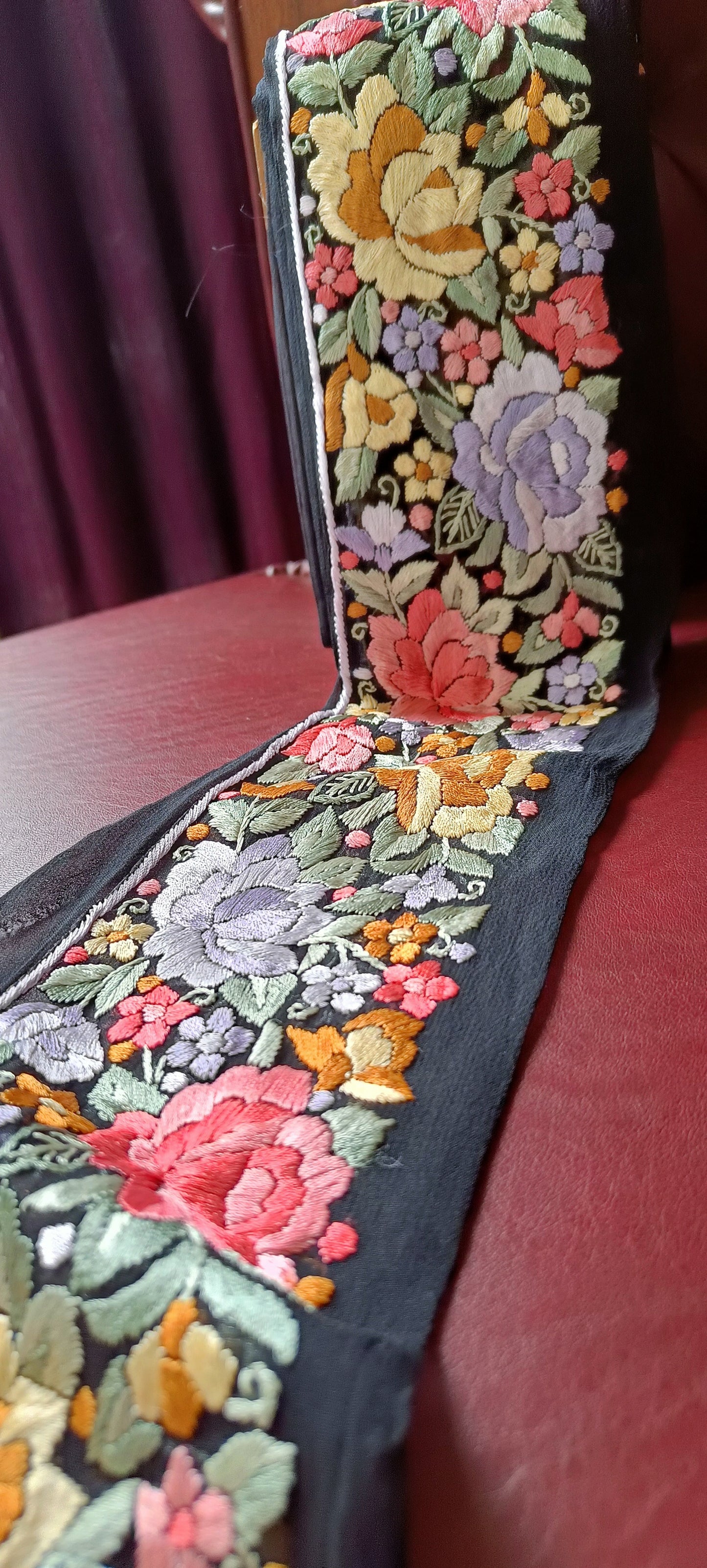 Black Hand Embroidered Parsi Gara Border