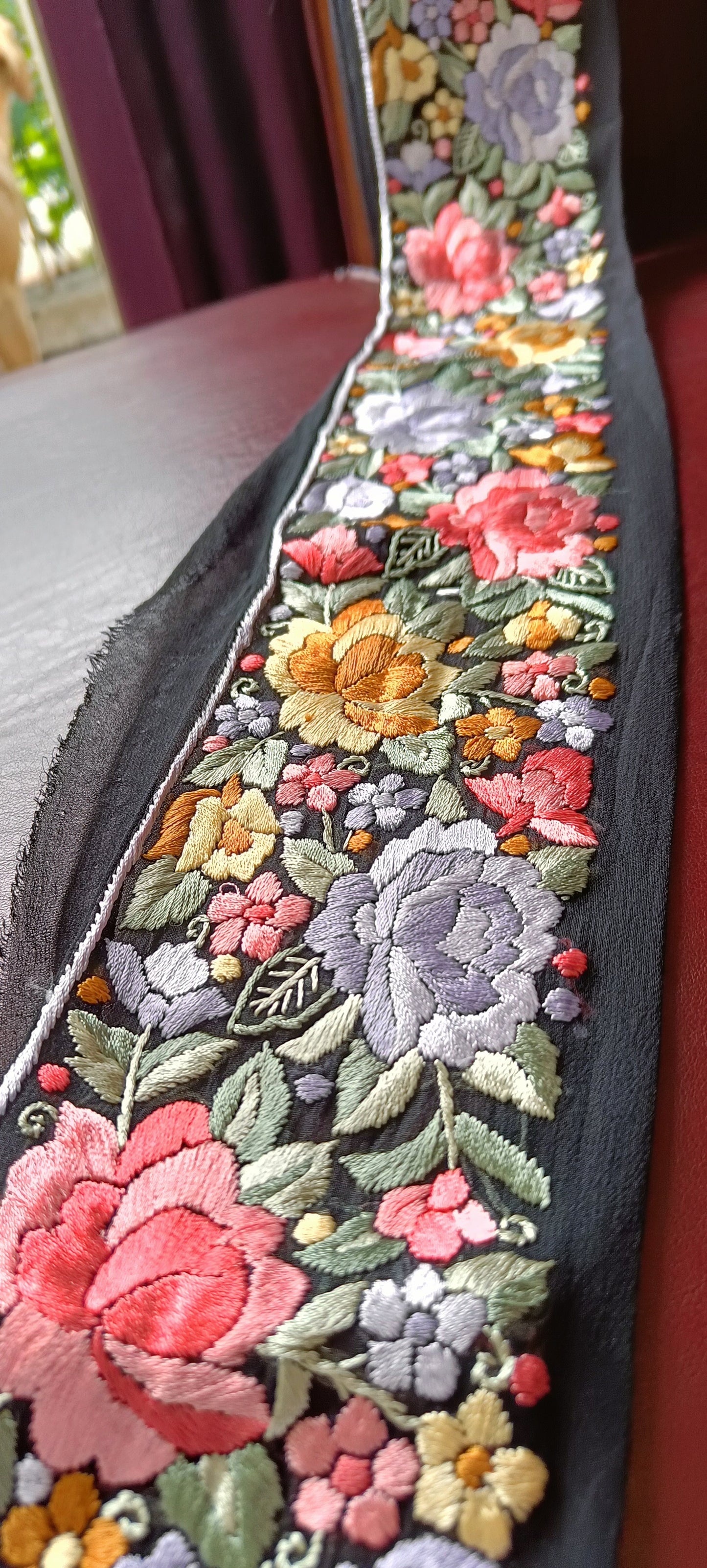 Black Hand Embroidered Parsi Gara Border