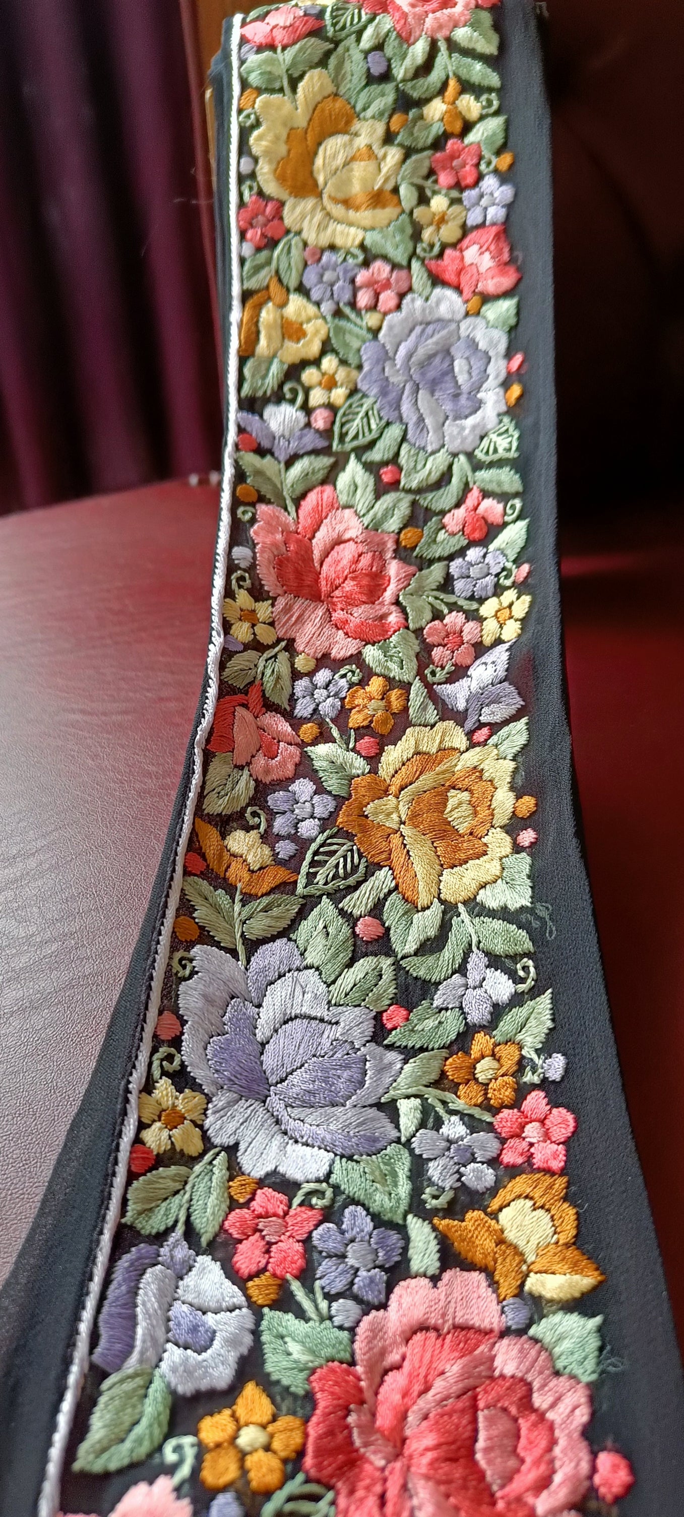 Black Hand Embroidered Parsi Gara Border