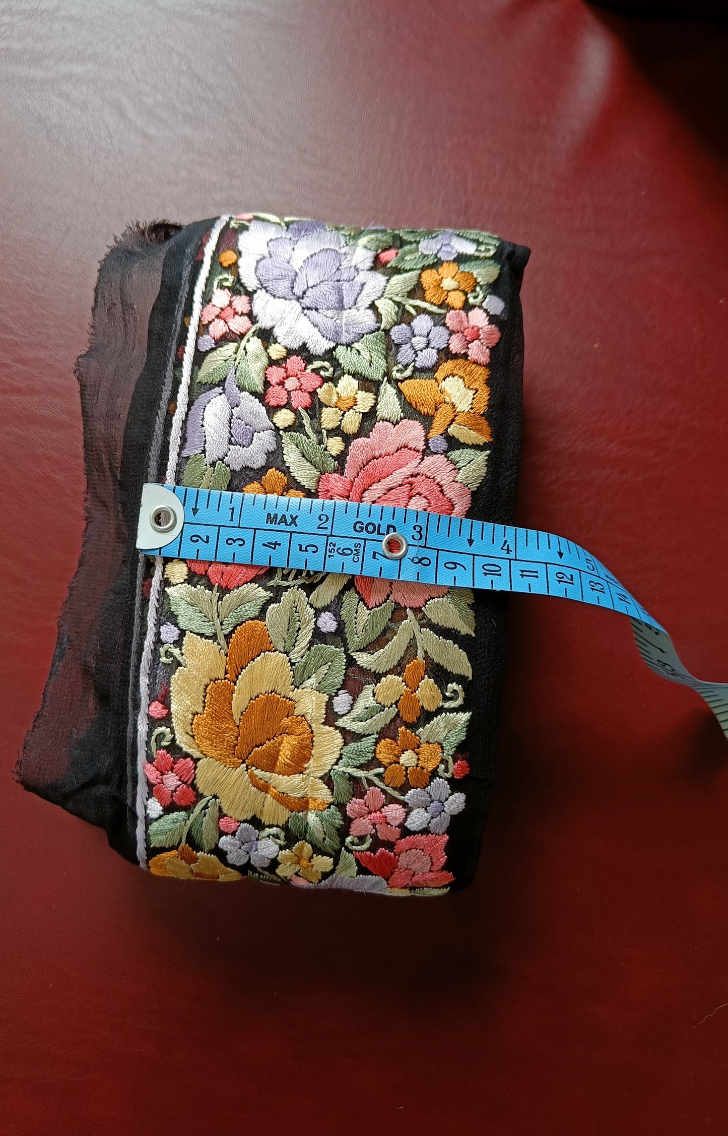 Black Hand Embroidered Parsi Gara Border