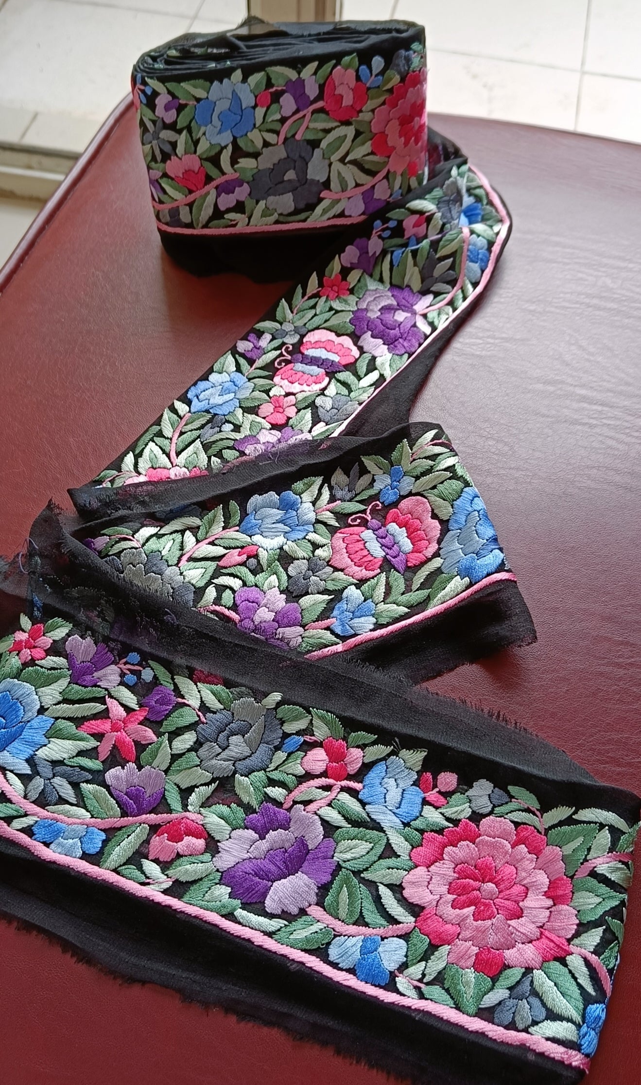 Black hand embroidered parsi gara border