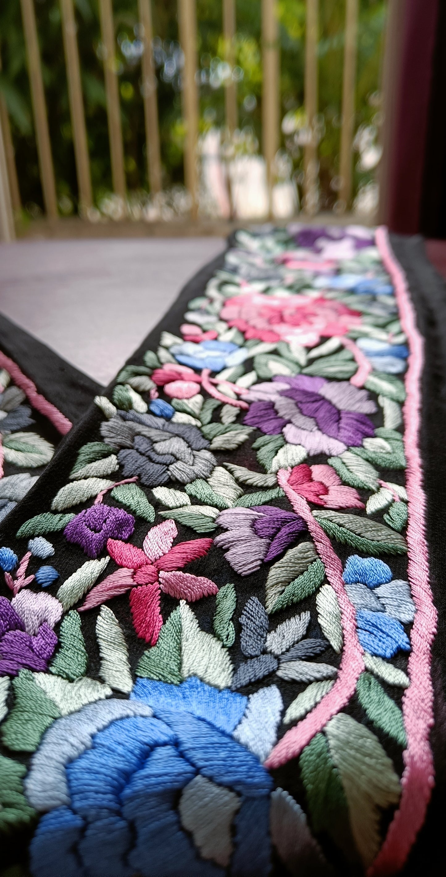Black hand embroidered parsi gara border