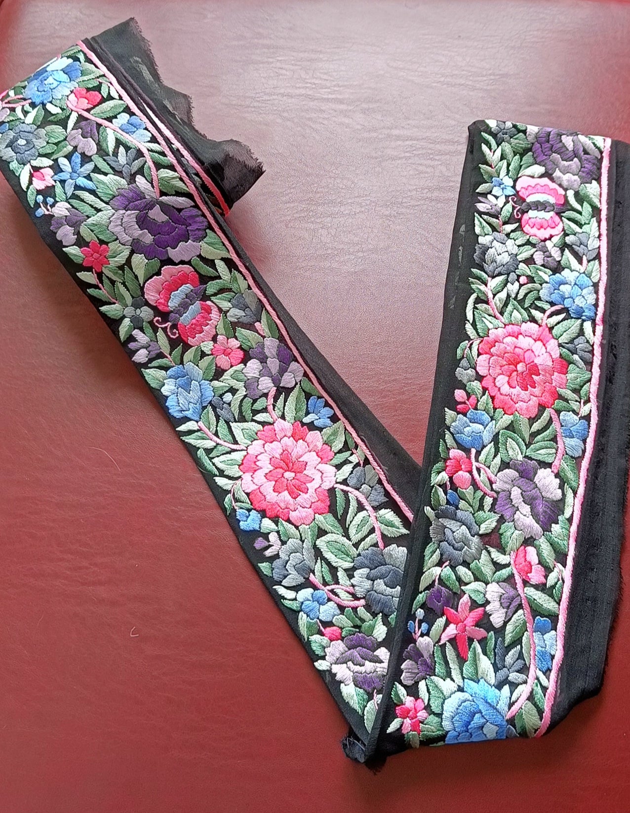 Black hand embroidered parsi gara border