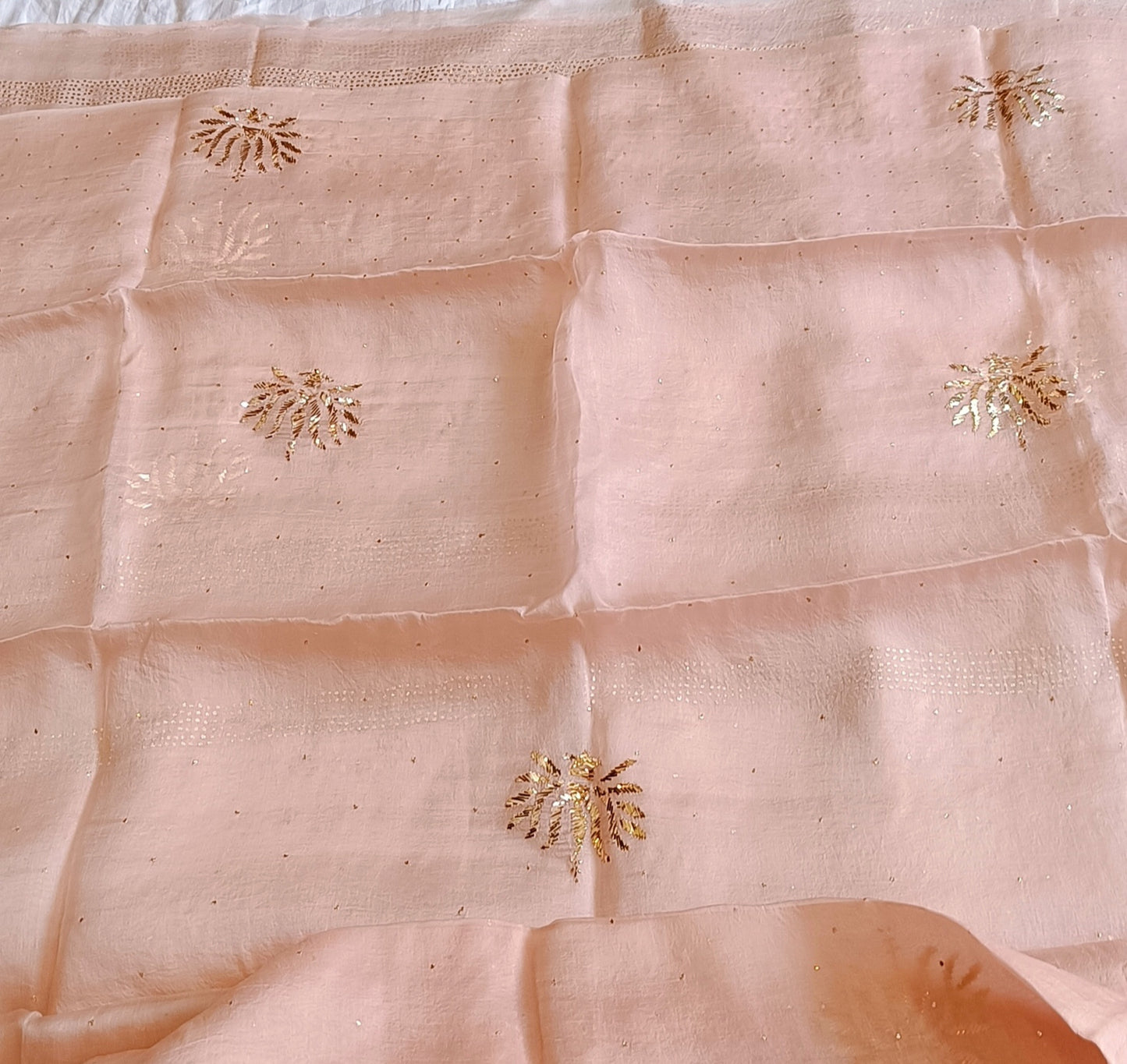Dusty Pink Pure Organza Allover Mukaish Kurta and Dupatta set