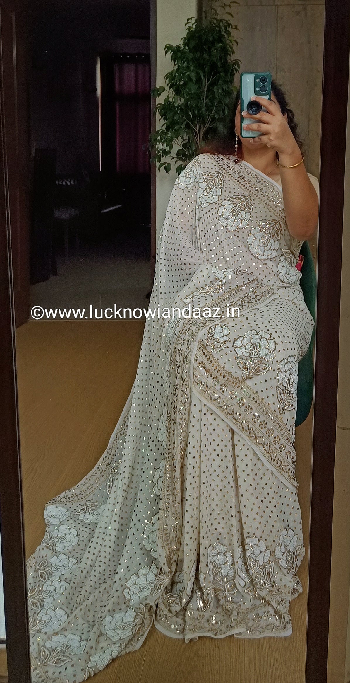 Heritage Ruhani Allover Heavy Badla Pearl and Aari Embroidered Saree