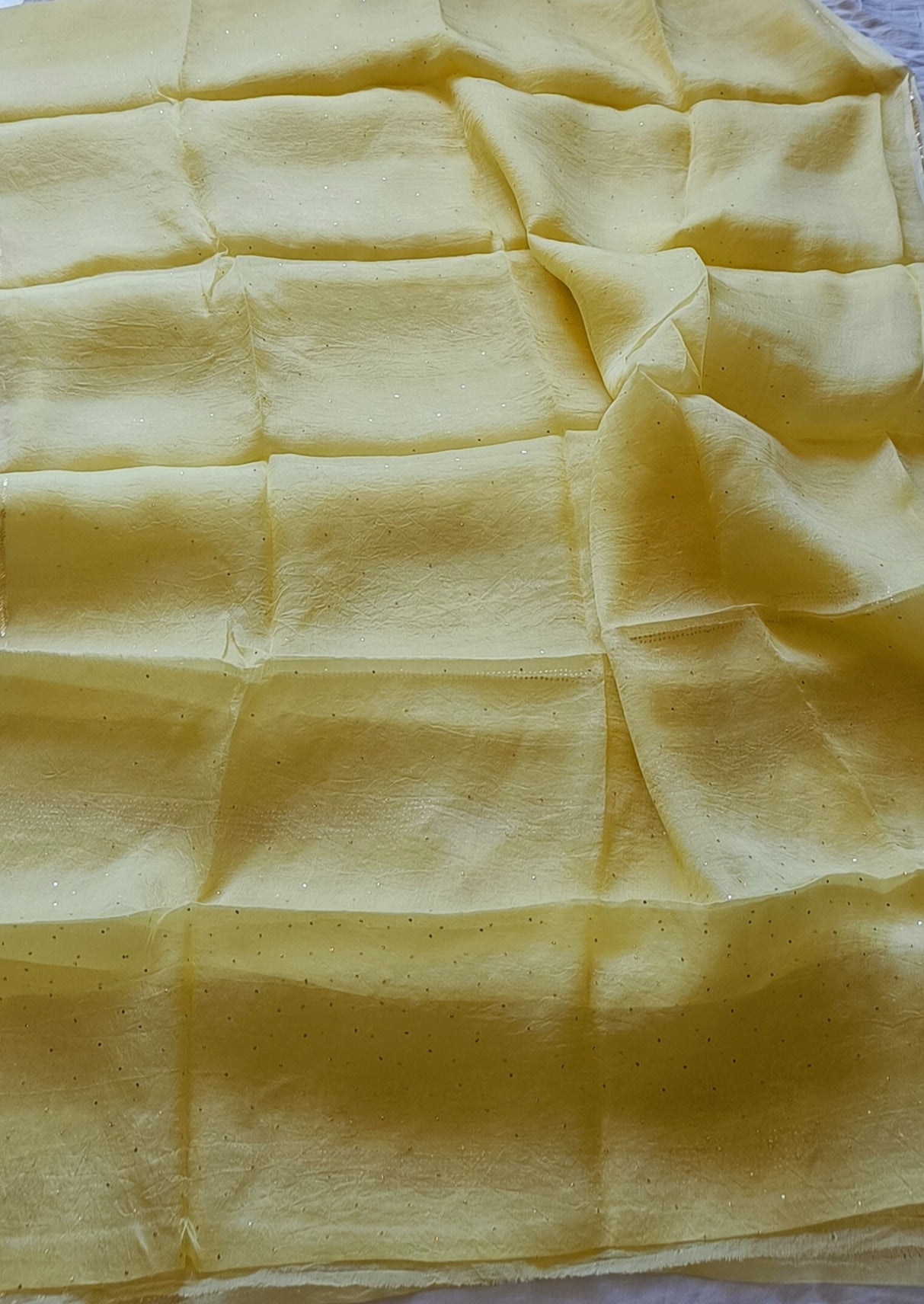 Lemon Yellow Pure Organza Allover Mukaish Kurta and Dupatta set