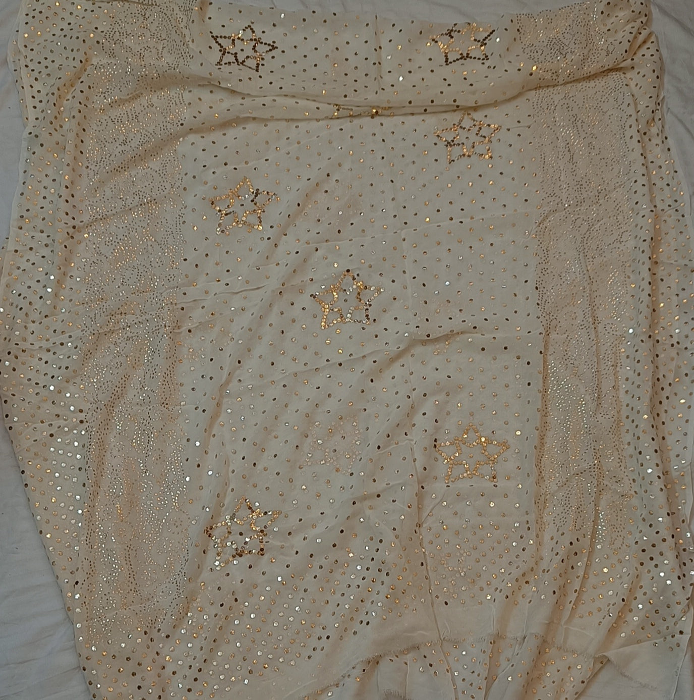 Ivory Allover Heavy Mukaish and Pitta work Dyeable Dupatta