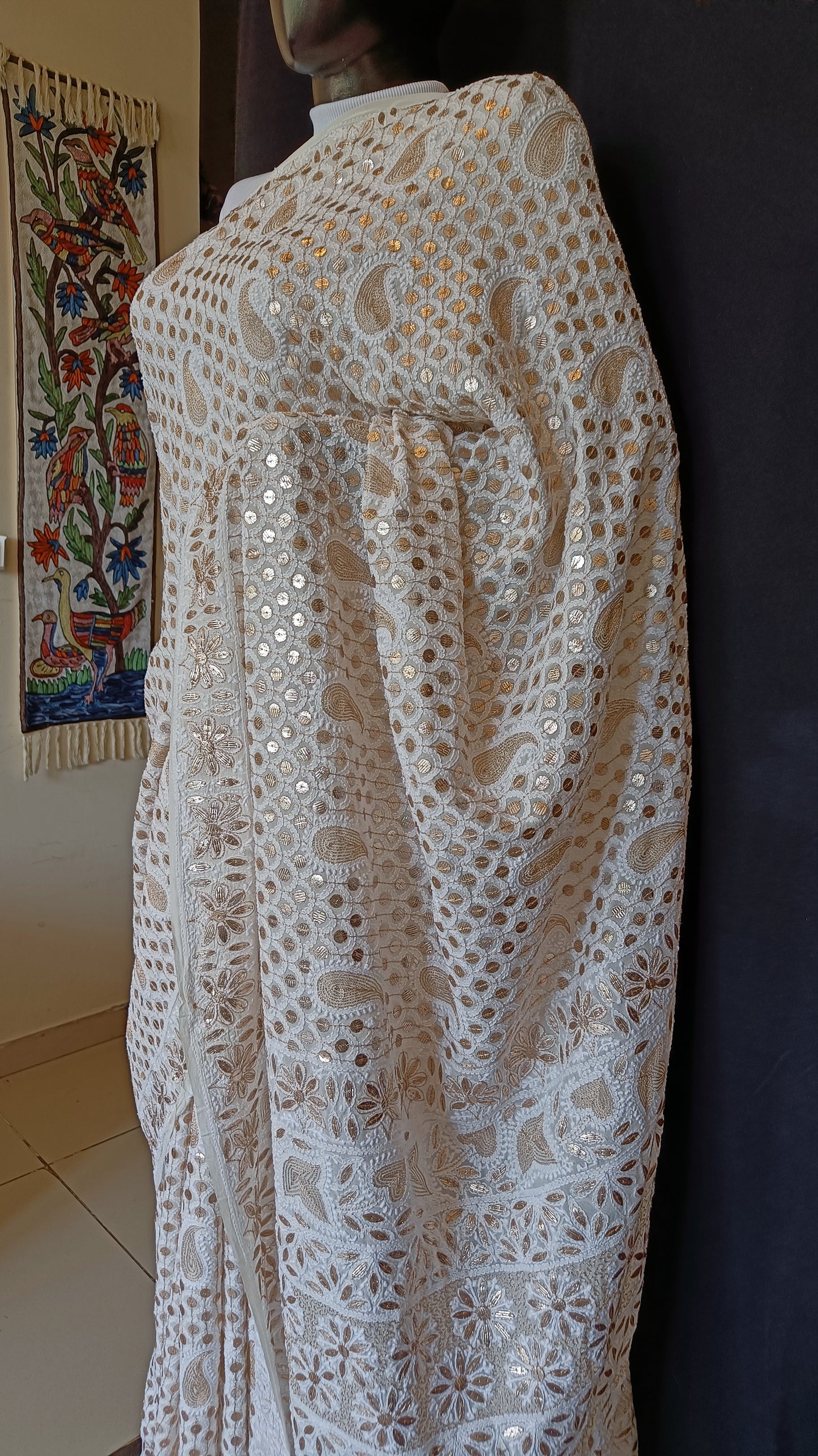 Ruhani Ivory Chikankari and Gota Patti Saree