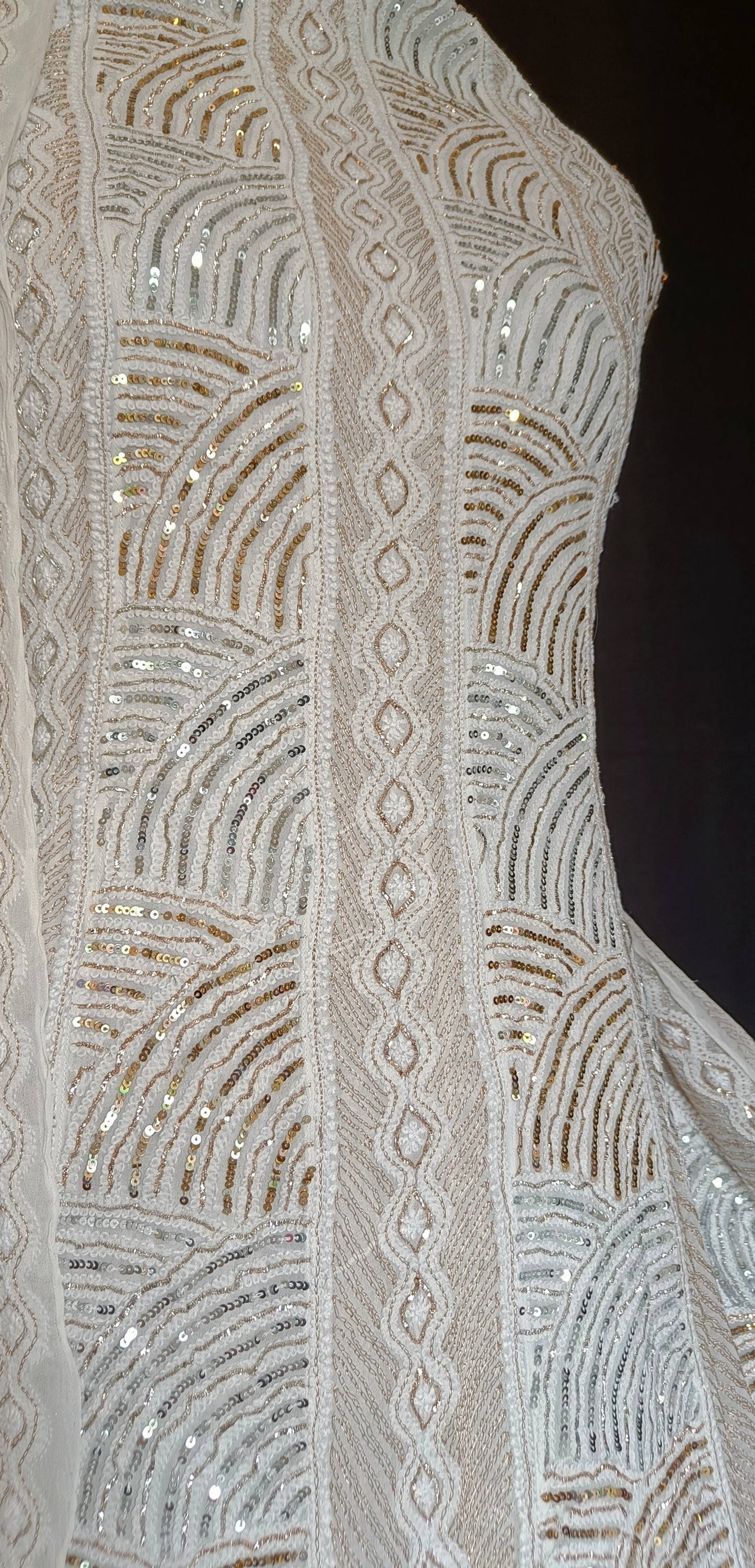 Ivory Chikankari and Sequins Anarkali with Dupatta
