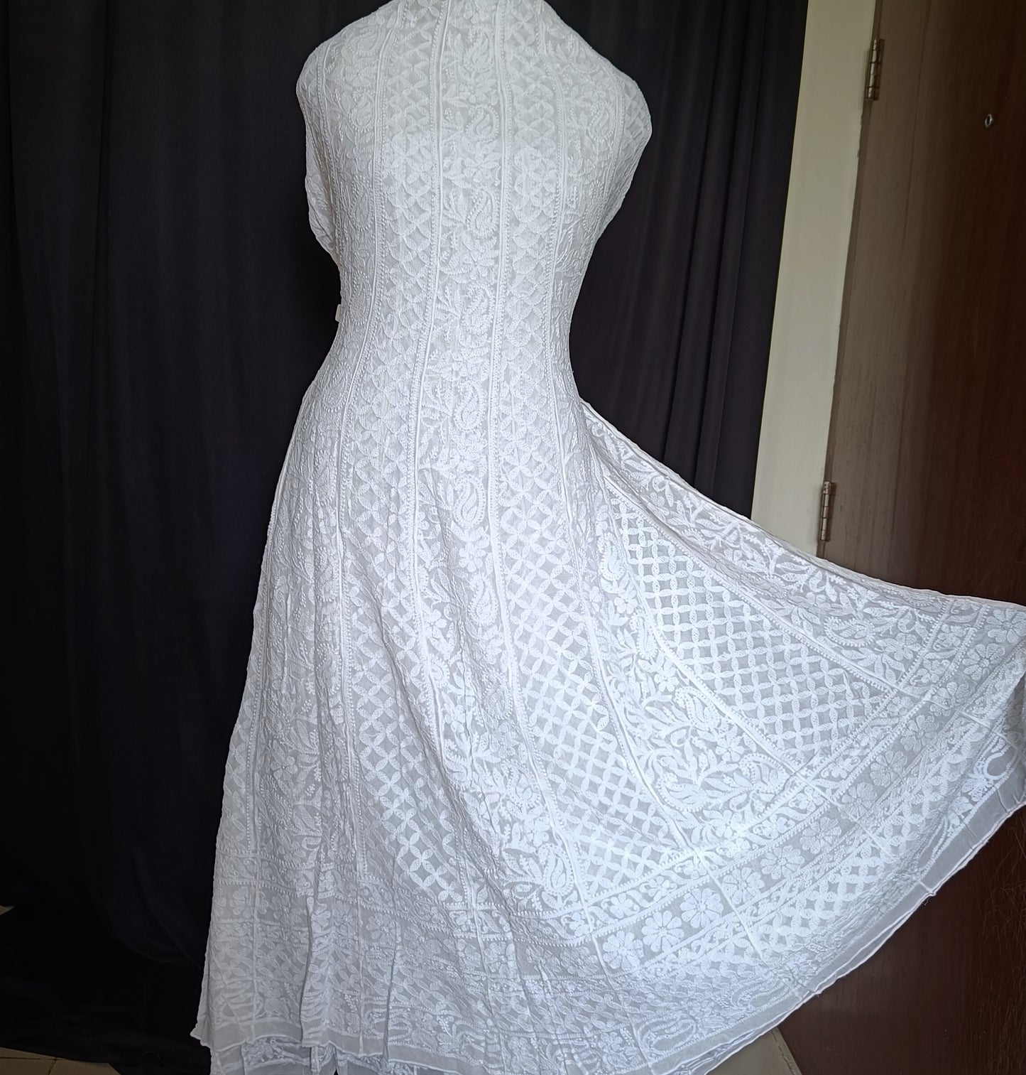 White Allover Chikankari Anarkali with dupatta