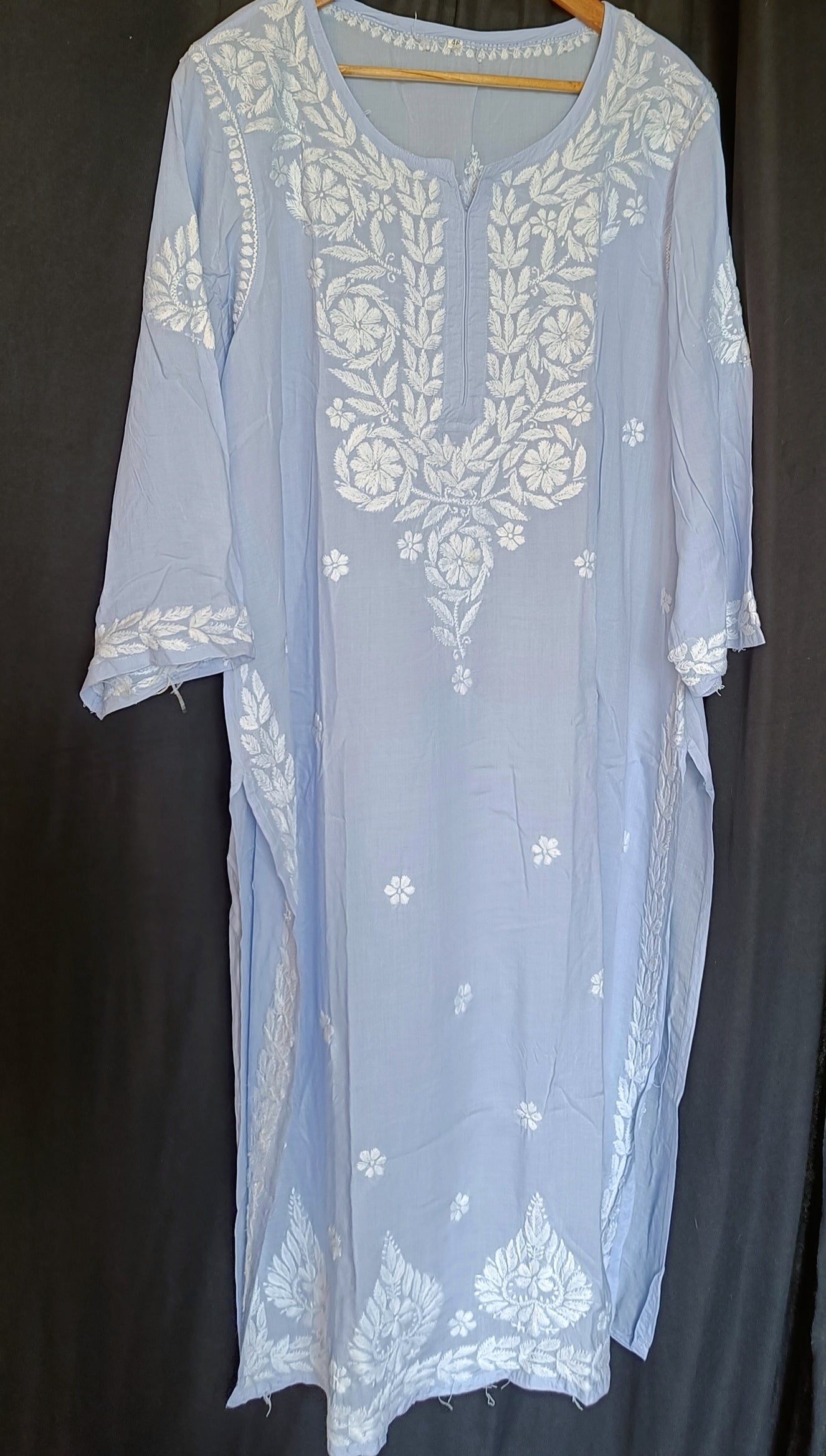Light Mauve Soft cotton chikankari kurti size 46