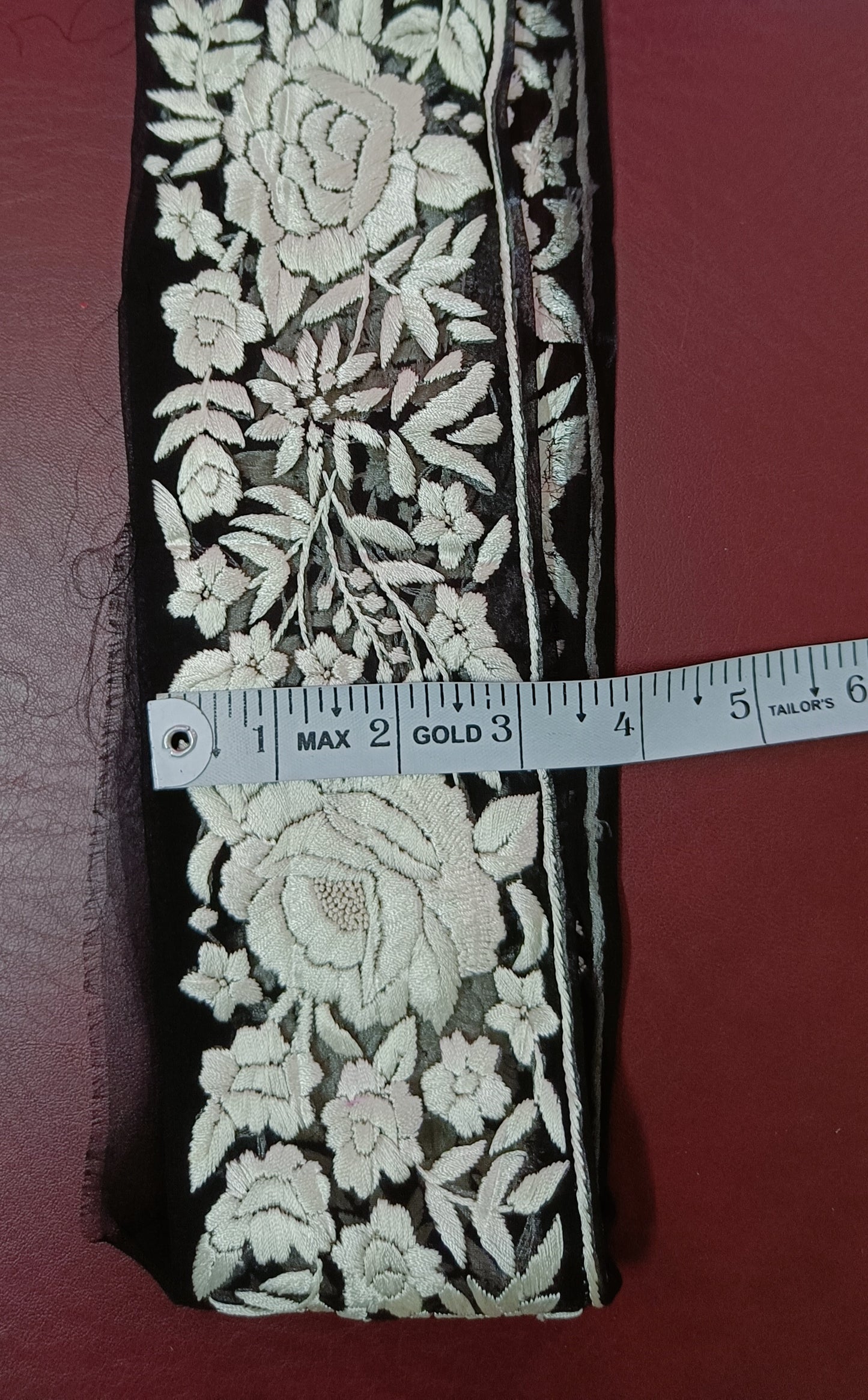 Black hand embroidered parsi gara border