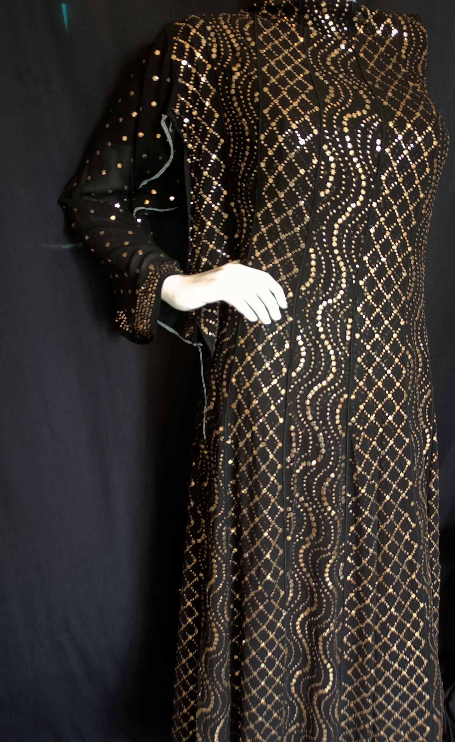 Black Allover Heavy Mukaish Georgette Anarkali with Dupatta