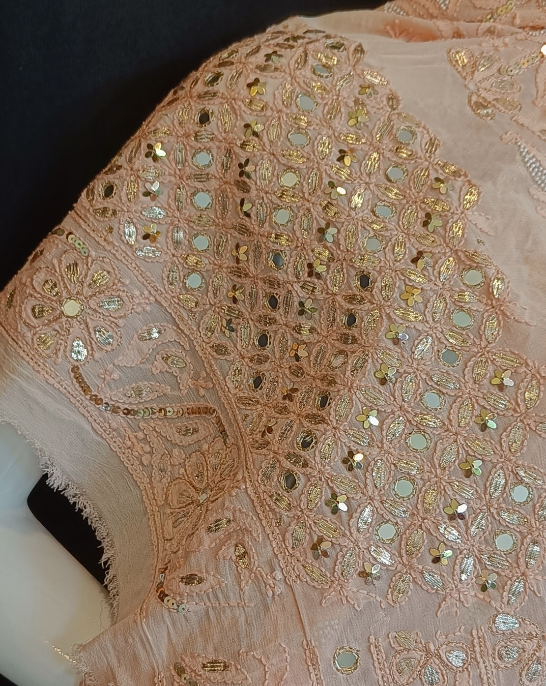 Ruhani Chikankari Mirror Pearl Sequins Wedding Lehenga Set