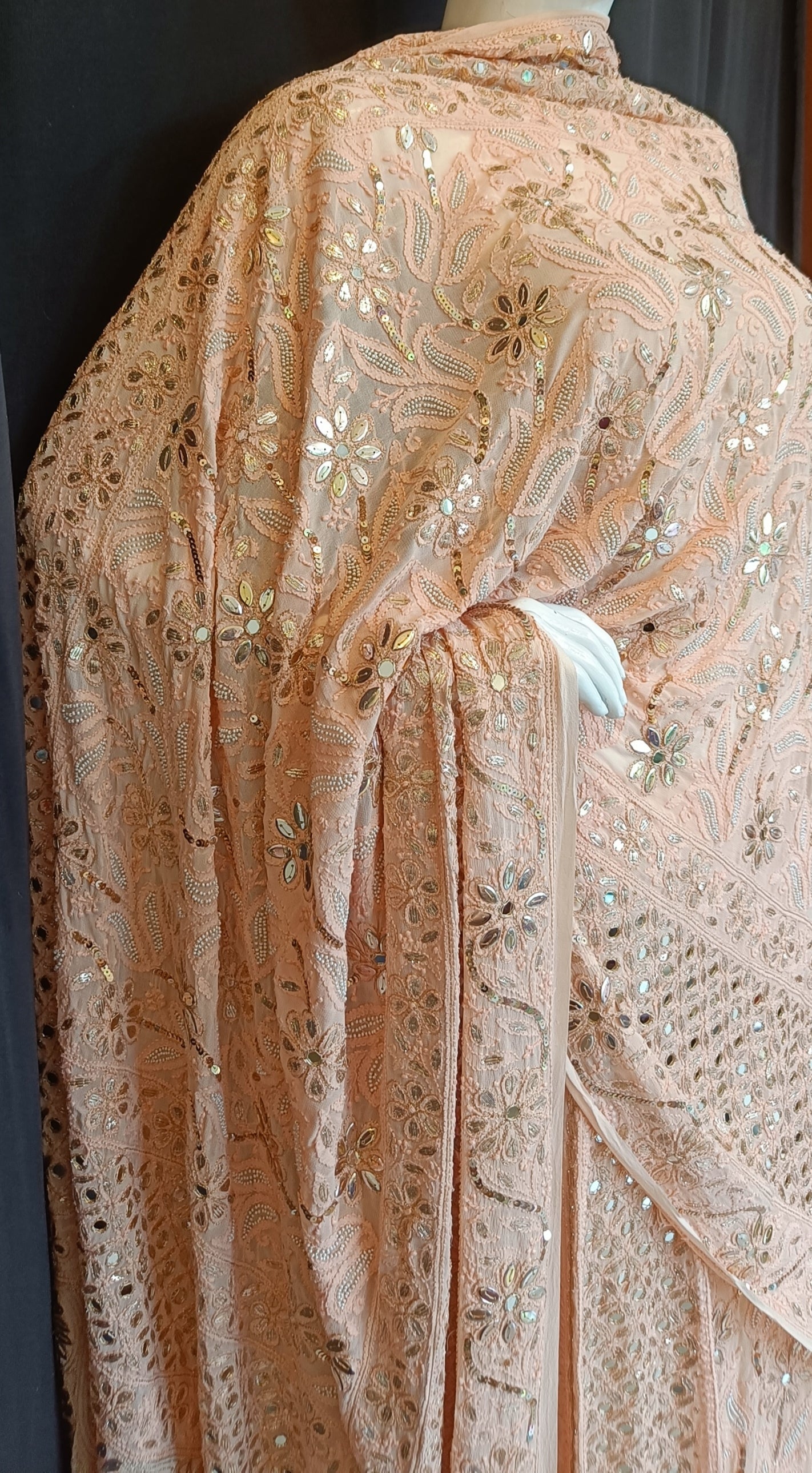 Ruhani Chikankari Mirror Pearl Sequins Wedding Lehenga Set