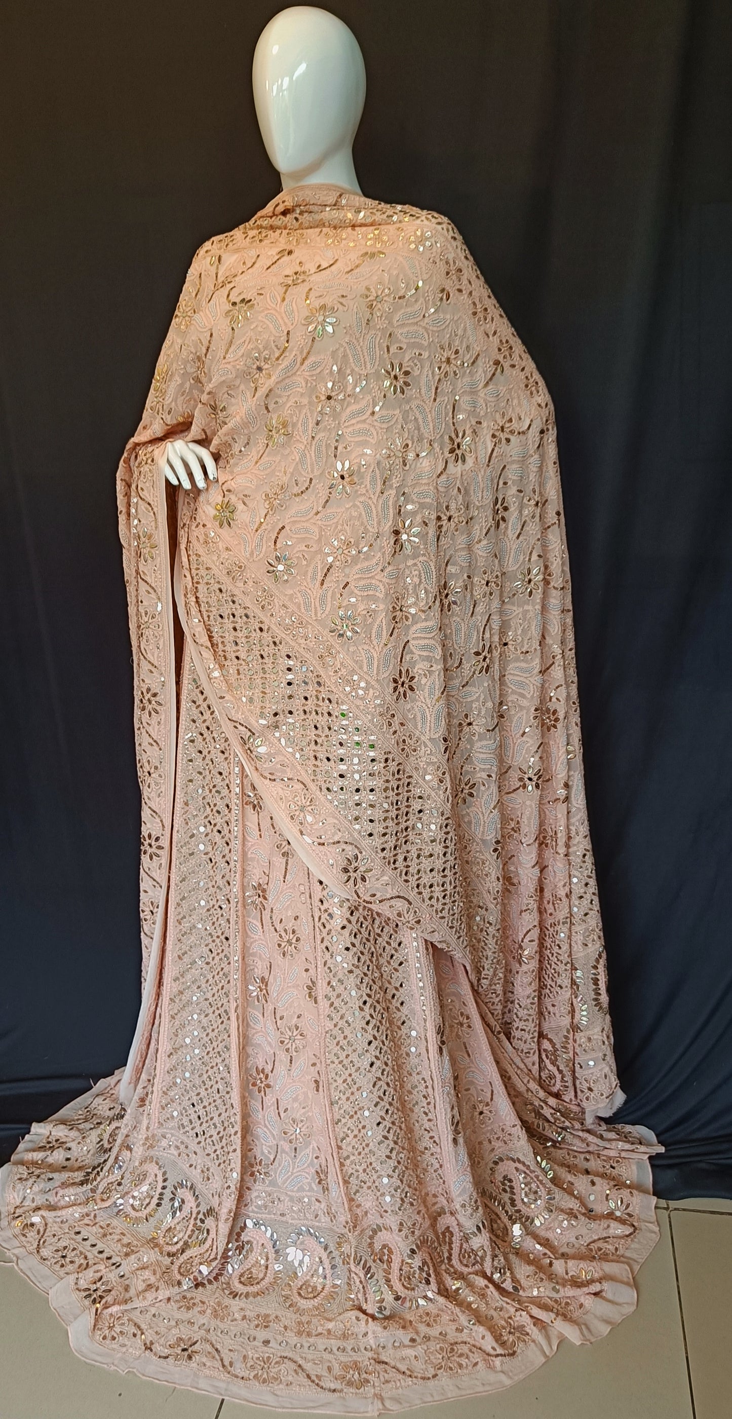 Ruhani Chikankari Mirror Pearl Sequins Wedding Lehenga Set