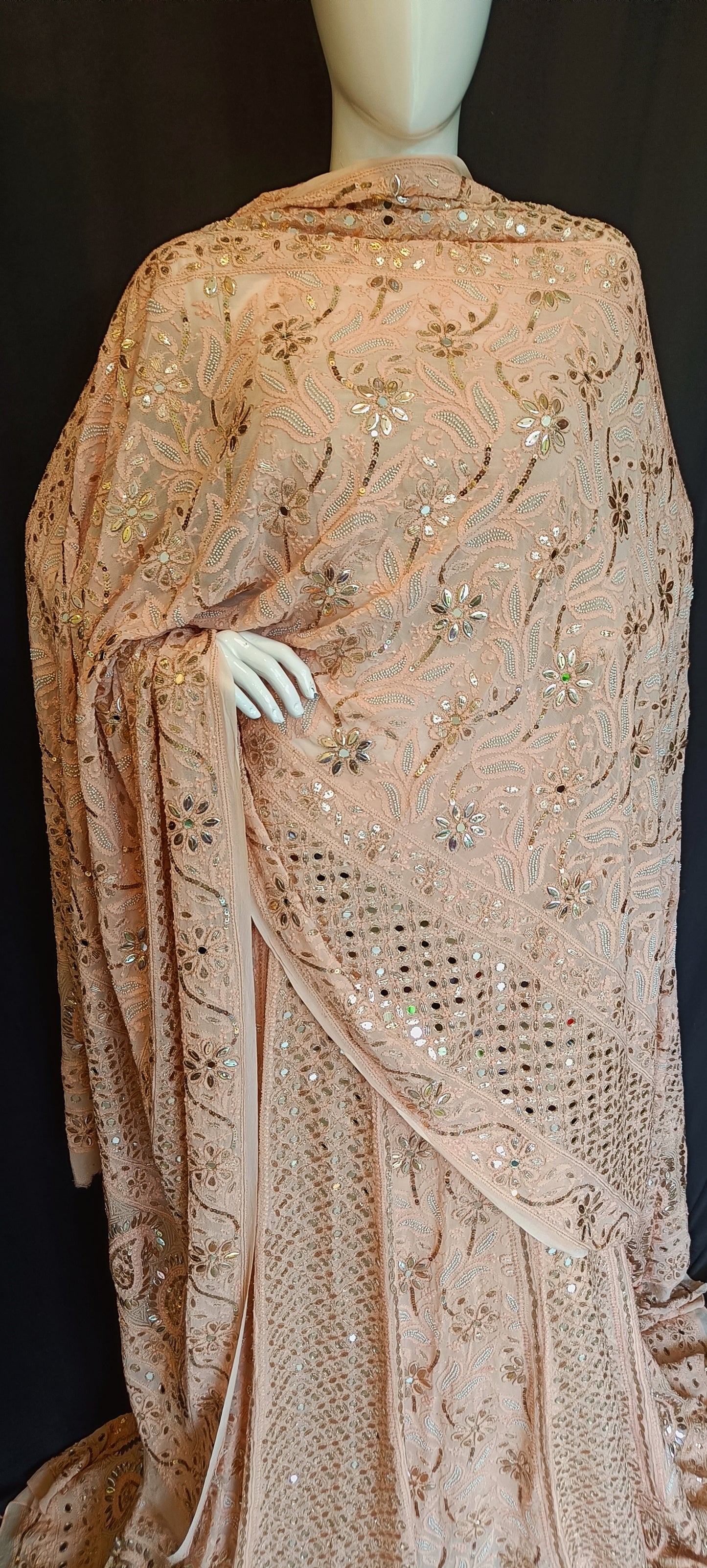 Ruhani Chikankari Mirror Pearl Sequins Wedding Lehenga Set
