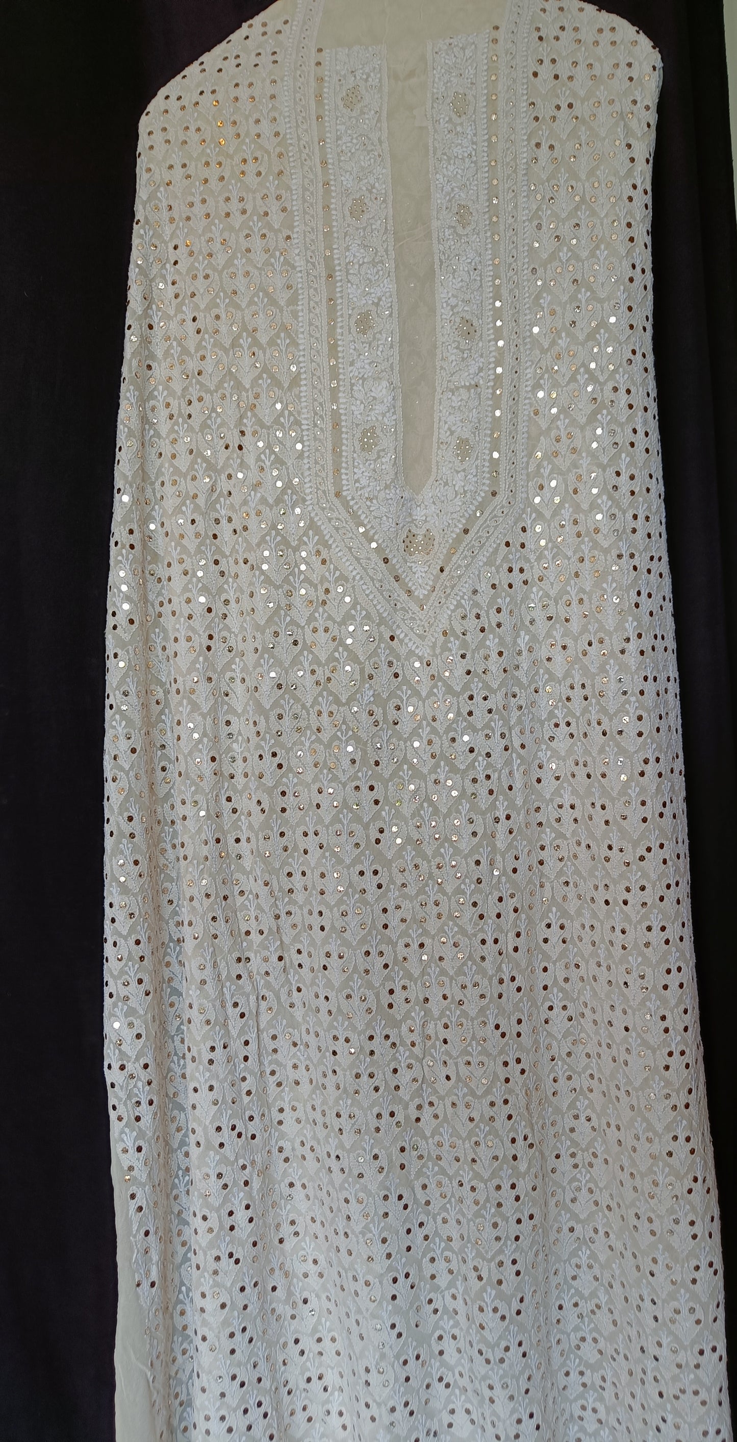 Ruhani Pure Georgette Allover Chikankari and Heavy Mukaish Men's Wedding Kurta