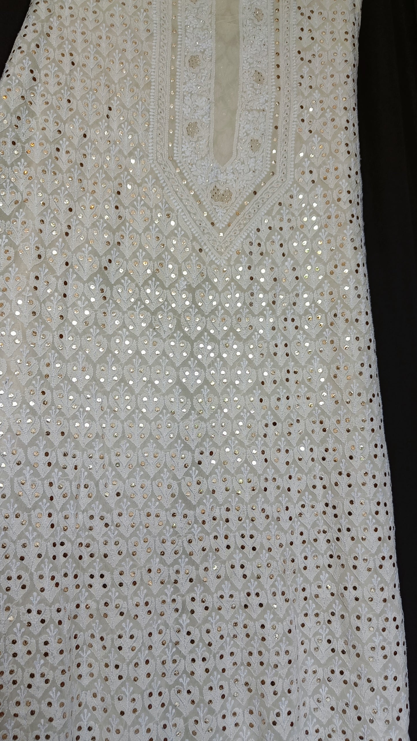 Ruhani Pure Georgette Allover Chikankari and Heavy Mukaish Men's Wedding Kurta