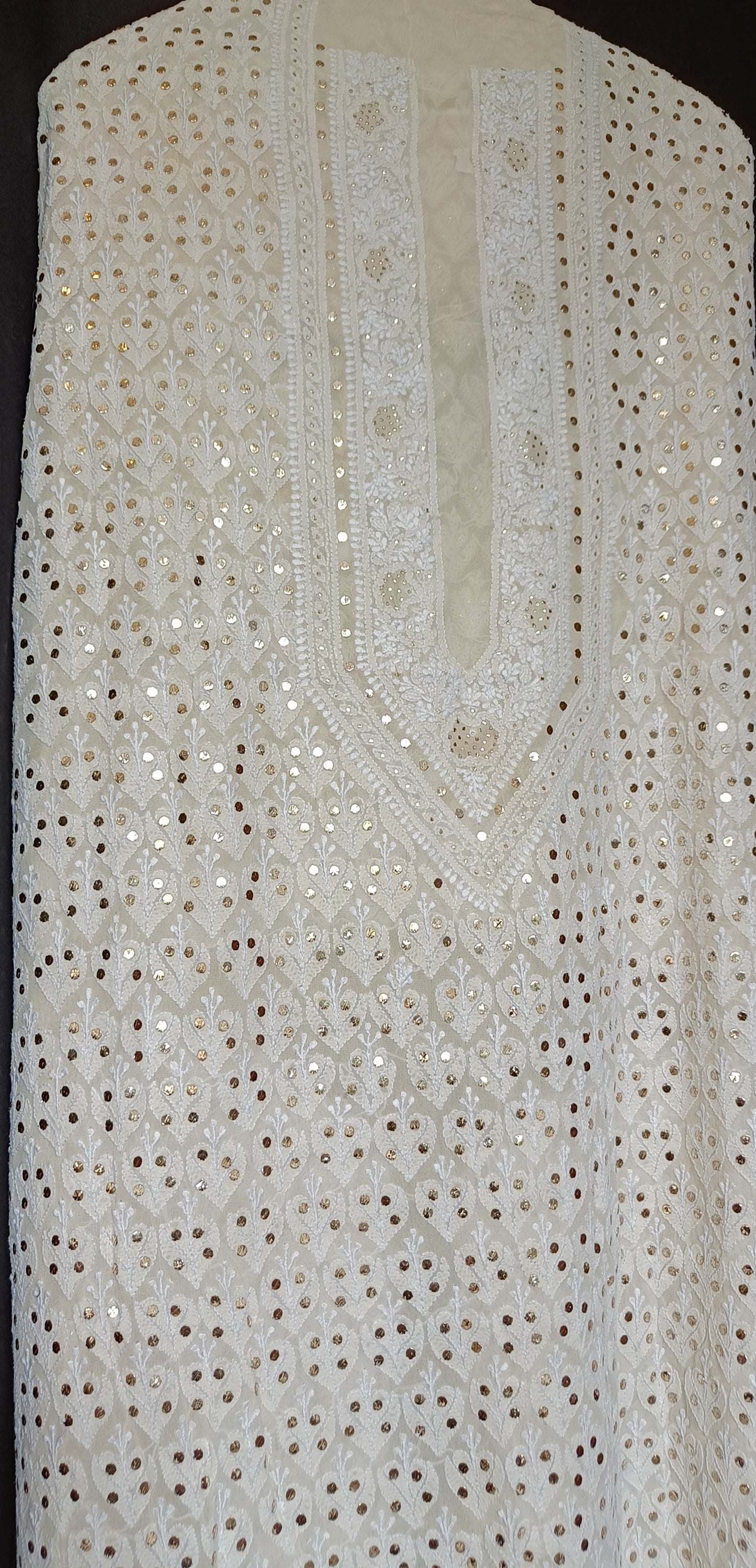 Ruhani Pure Georgette Allover Chikankari and Heavy Mukaish Men's Wedding Kurta