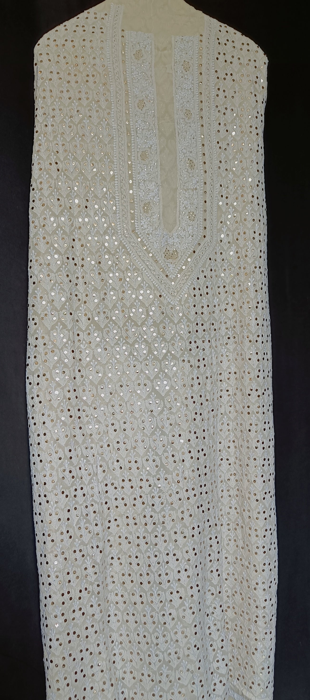 Ruhani Pure Georgette Allover Chikankari and Heavy Mukaish Men's Wedding Kurta