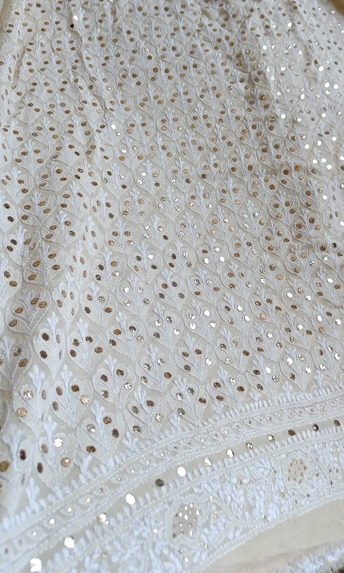 Ruhani Pure Georgette Allover Chikankari and Heavy Mukaish Men's Wedding Kurta