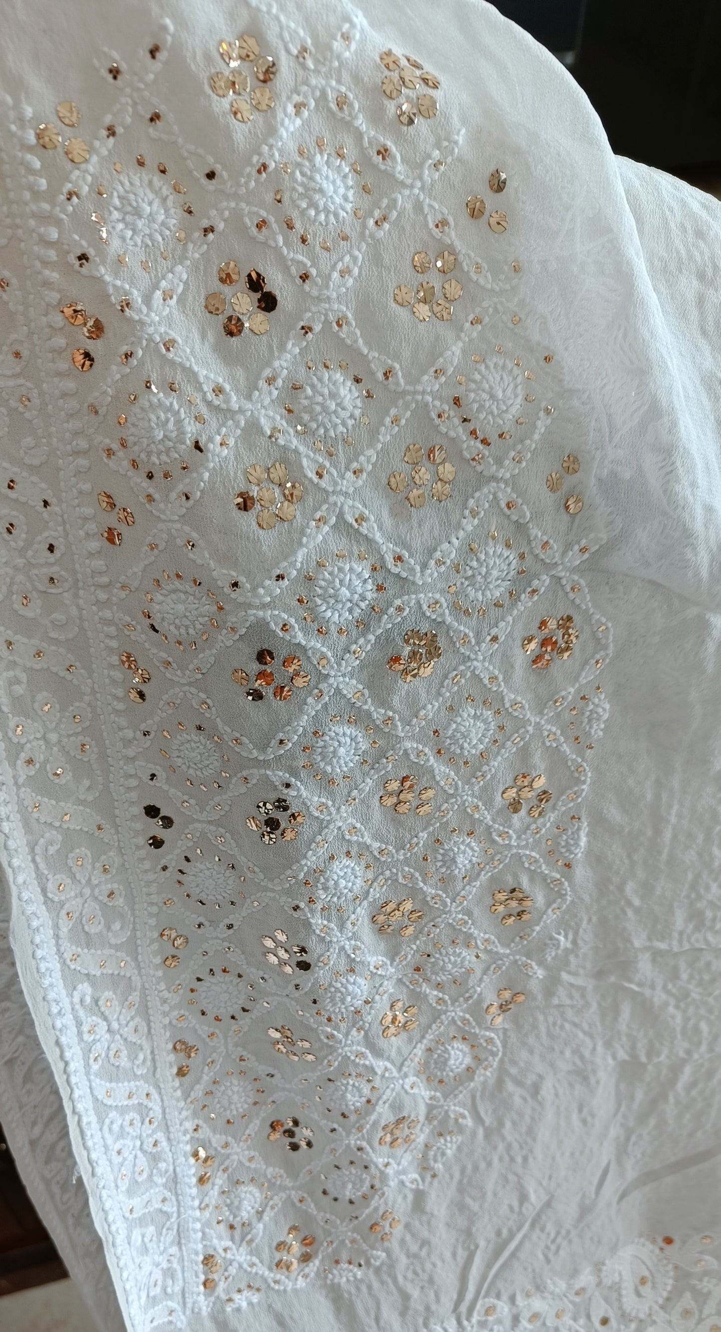 Ivory Ruhani Chikankari and Mukaish Lehenga Set