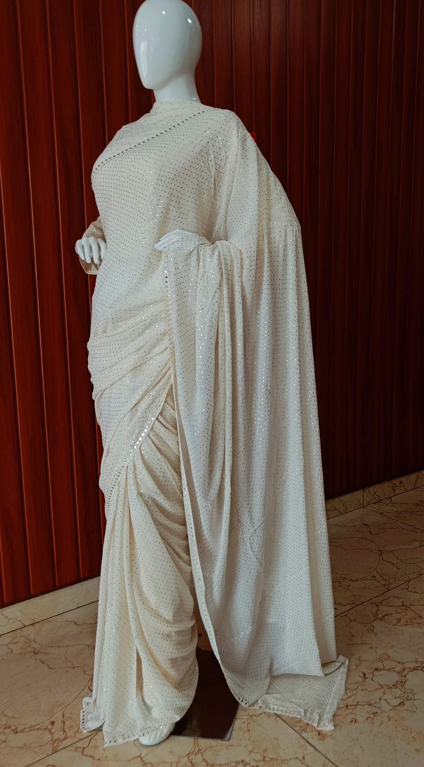 Ruhani Allover Bareek Mukaish Dana Pure Georgette Saree