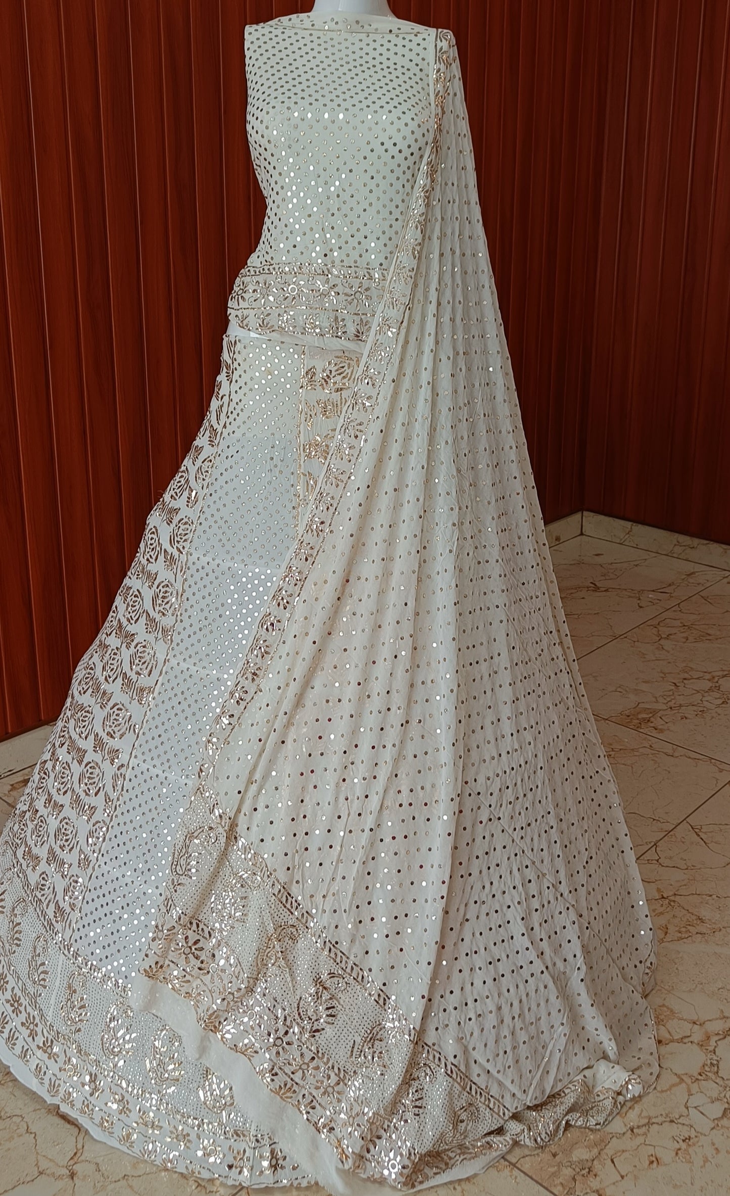 Ruhani heavy badla and mukaish pure georgette wedding lehenga set