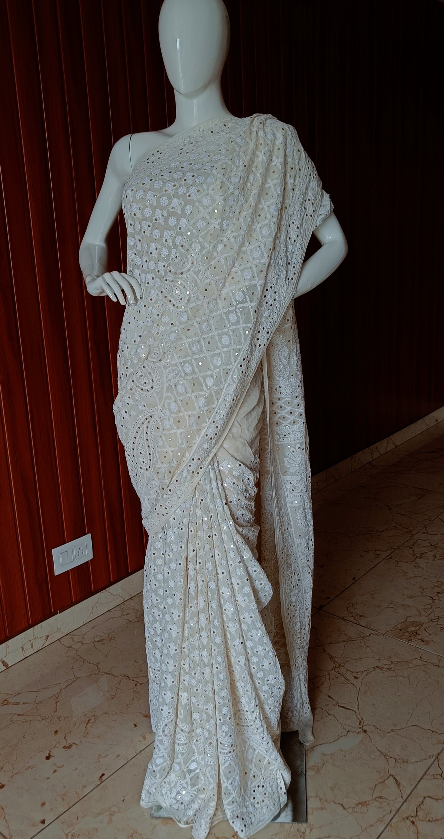 Ruhani Allover Chikankari and Mukaish Saree