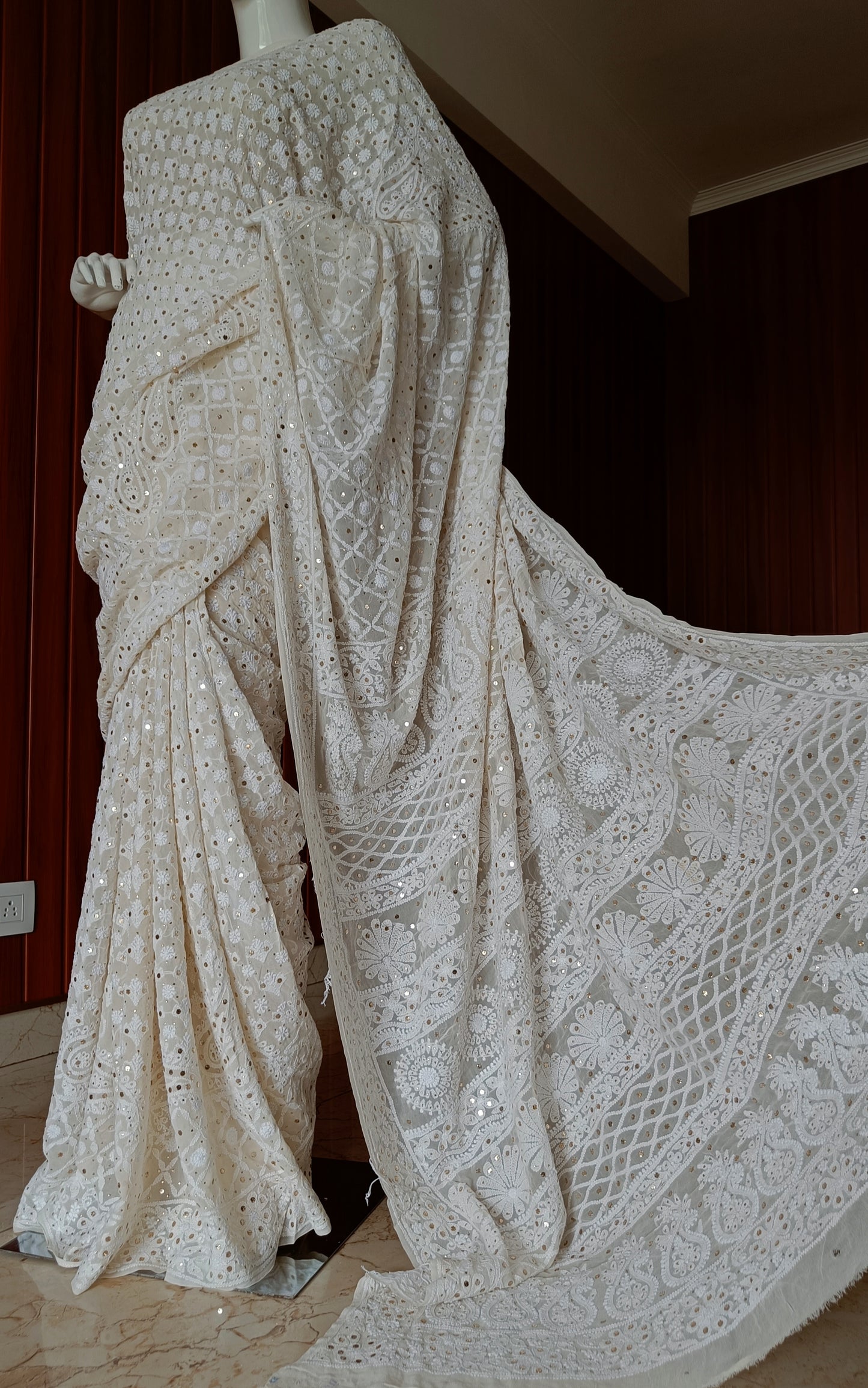 Ruhani Allover Chikankari and Mukaish Saree