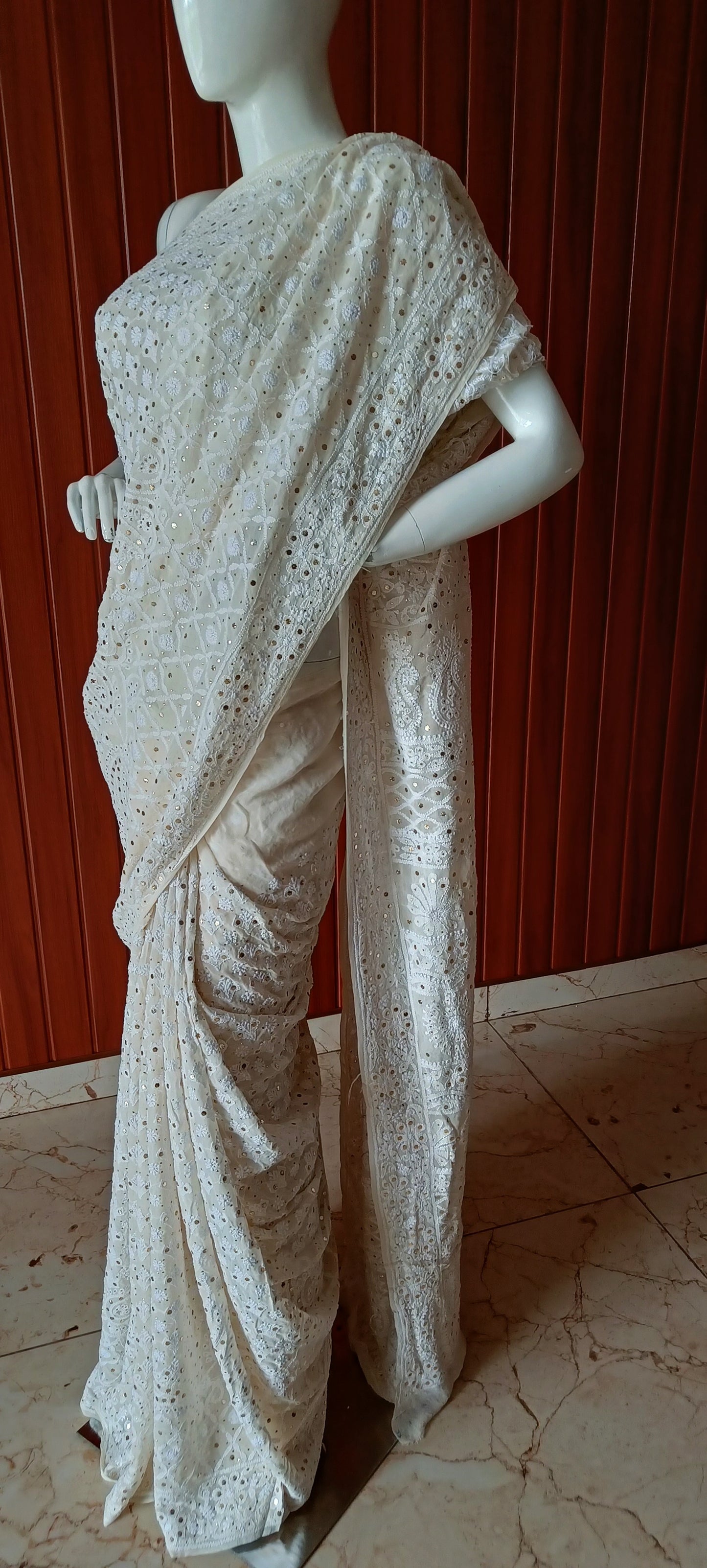 Ruhani Allover Chikankari and Mukaish Saree
